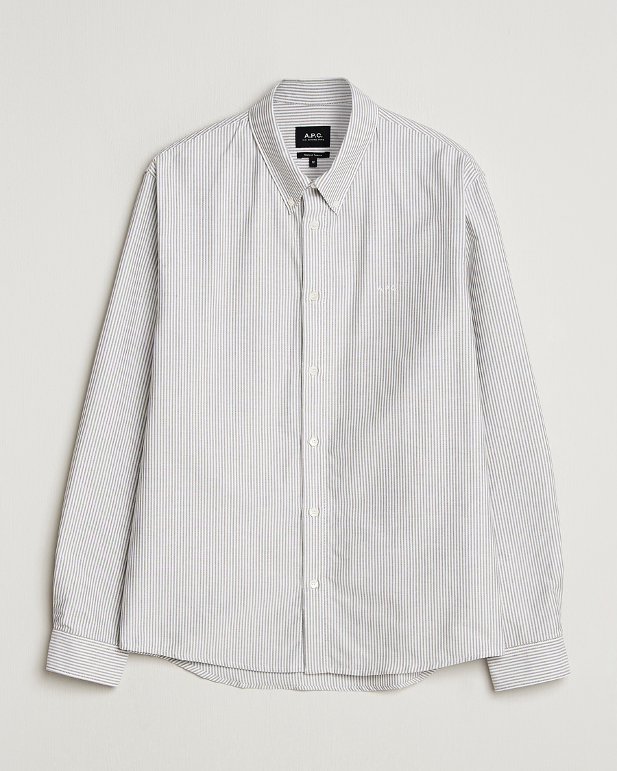 Herren | Hemden | A.P.C. | Greg Striped Oxford Shirt Green/White