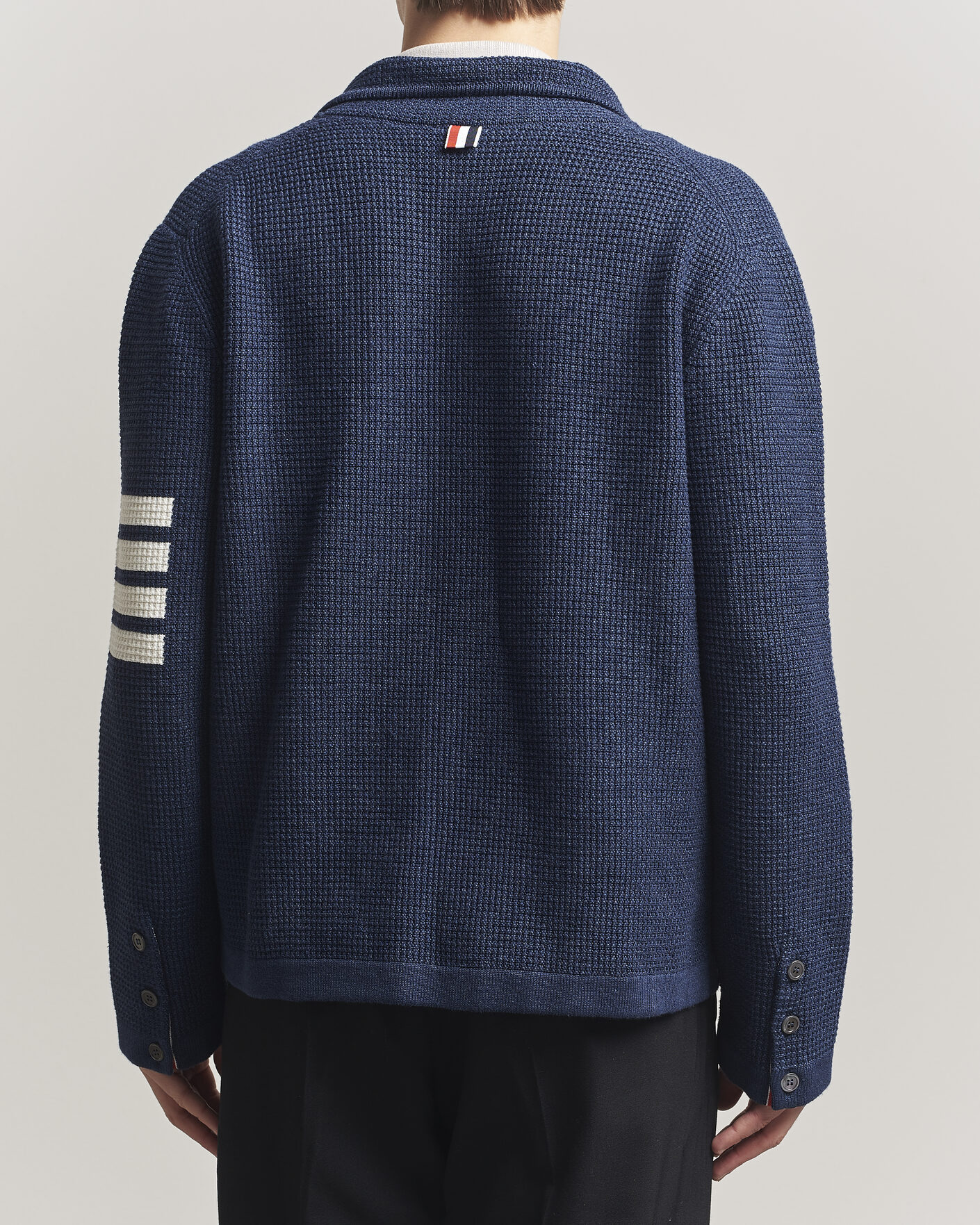 Herren | Pullover | Thom Browne | Textured 4 Bar Cardigan Jacket Navy
