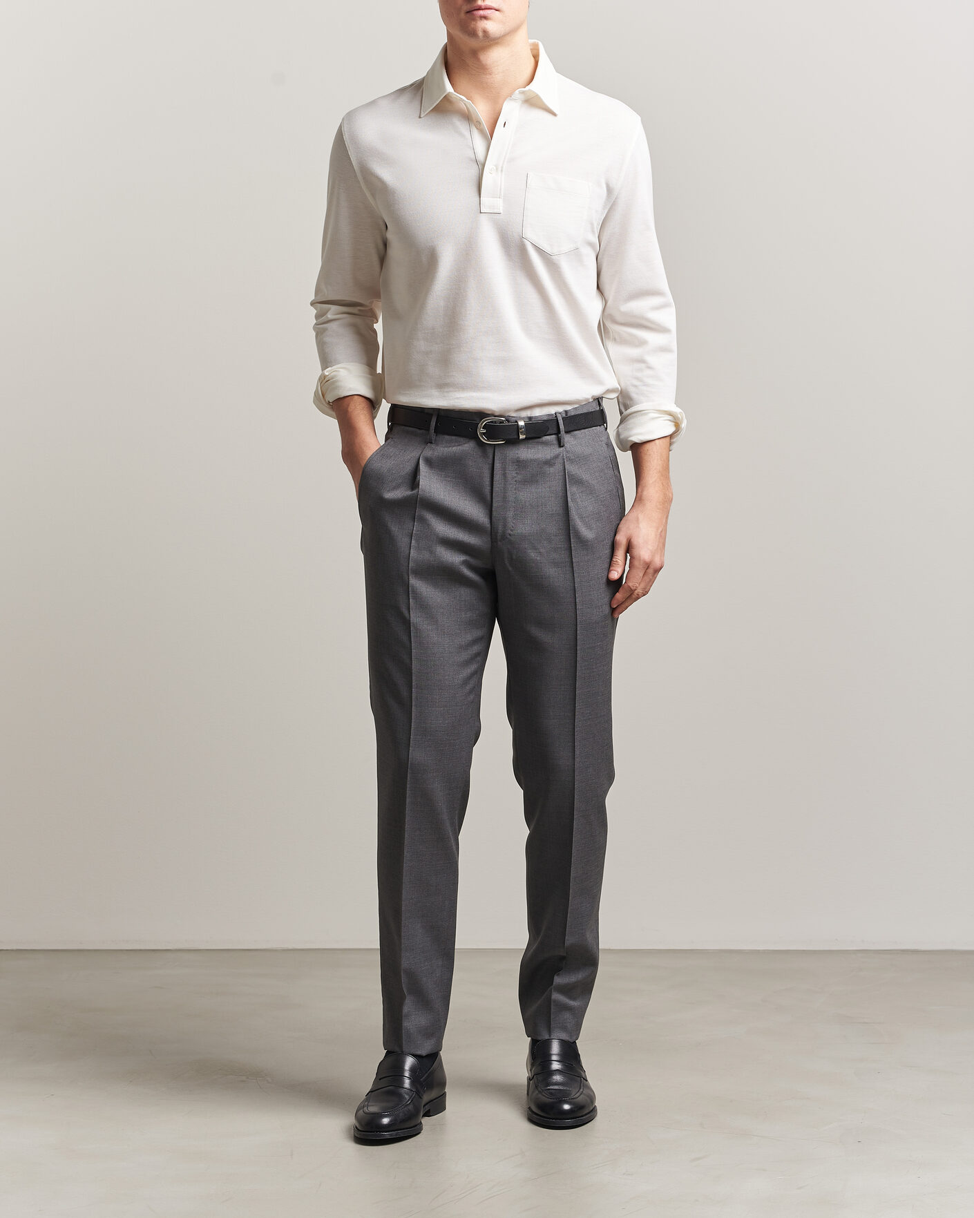 Herren | Poloshirts | Ralph Lauren Purple Label | Cotton/Cashmere Long Sleeve Polo Off White
