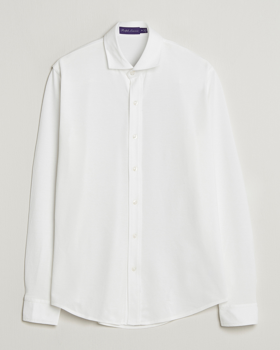 Herren | Hemden | Ralph Lauren Purple Label | Washed Cotton Pique Shirt White