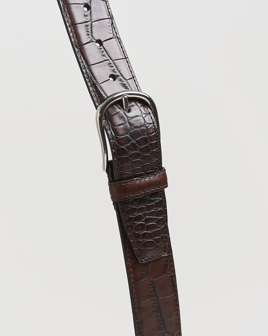 Herren | Gürtel | Anderson's | Embossed 3,5cm Leather Belt Brown