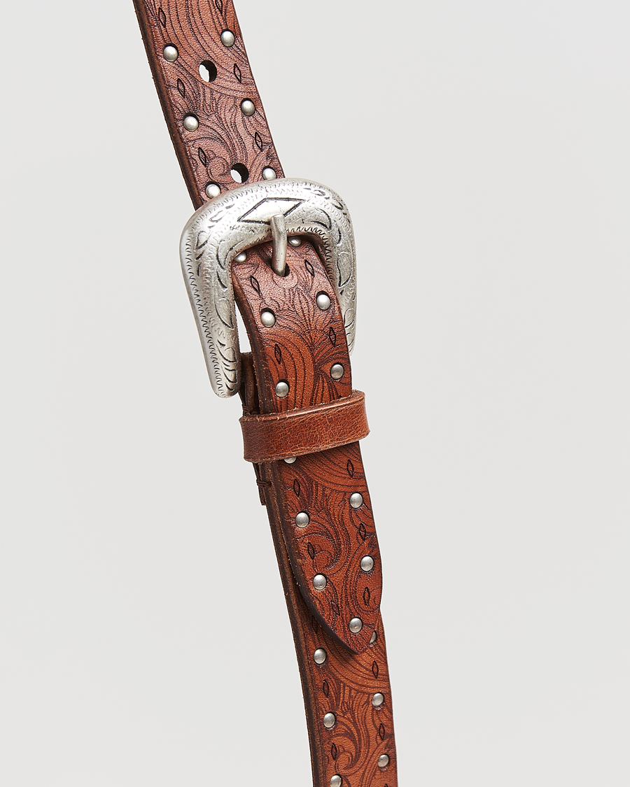 Herren | Gürtel | Anderson's | Stud Western 2,5cm Belt Brown
