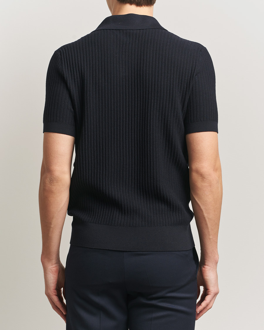 Herren | Pullover | Brioni | Knitted Rib Wool Polo Navy