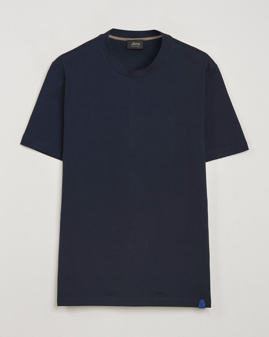 Herren | T-Shirts | Brioni | Short Sleeve Cotton T-Shirt Navy
