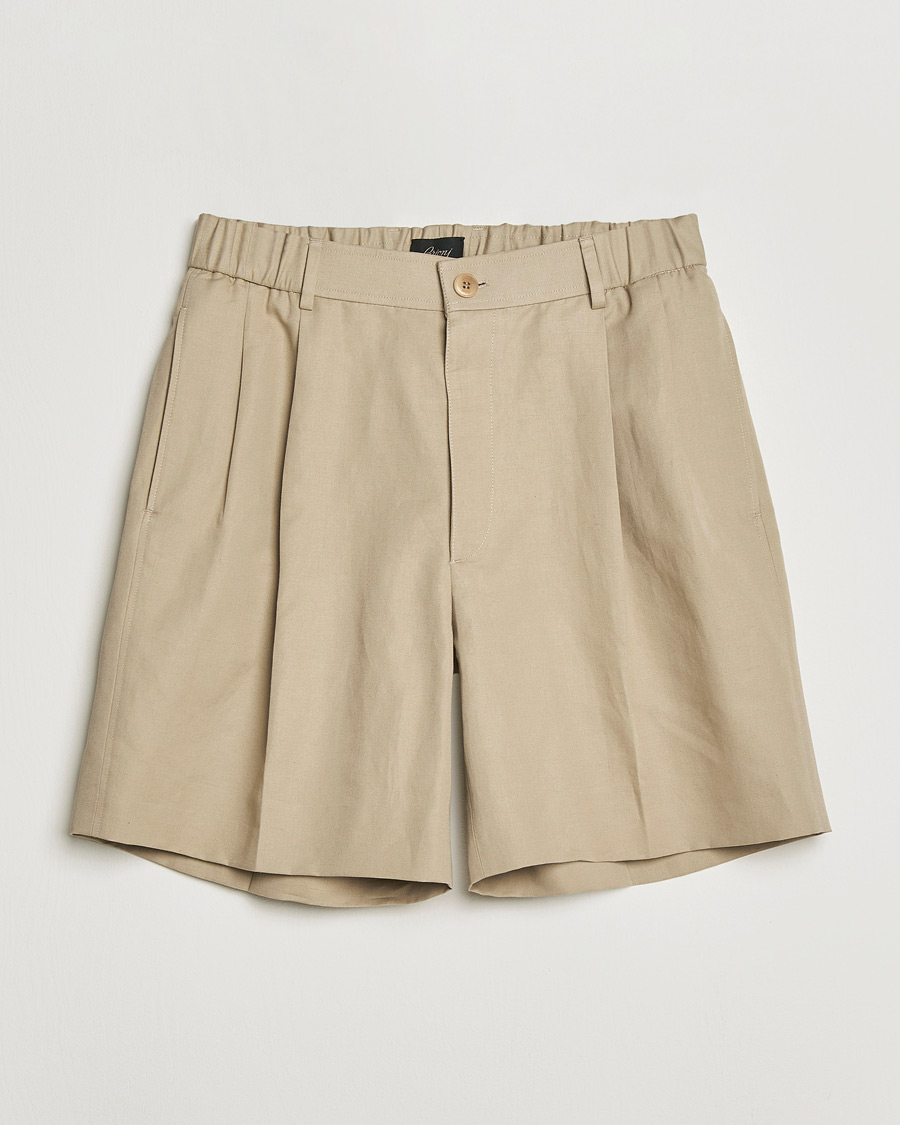 Herren | Shorts | Brioni | Cotton/Linen Drawstring Shorts Beige
