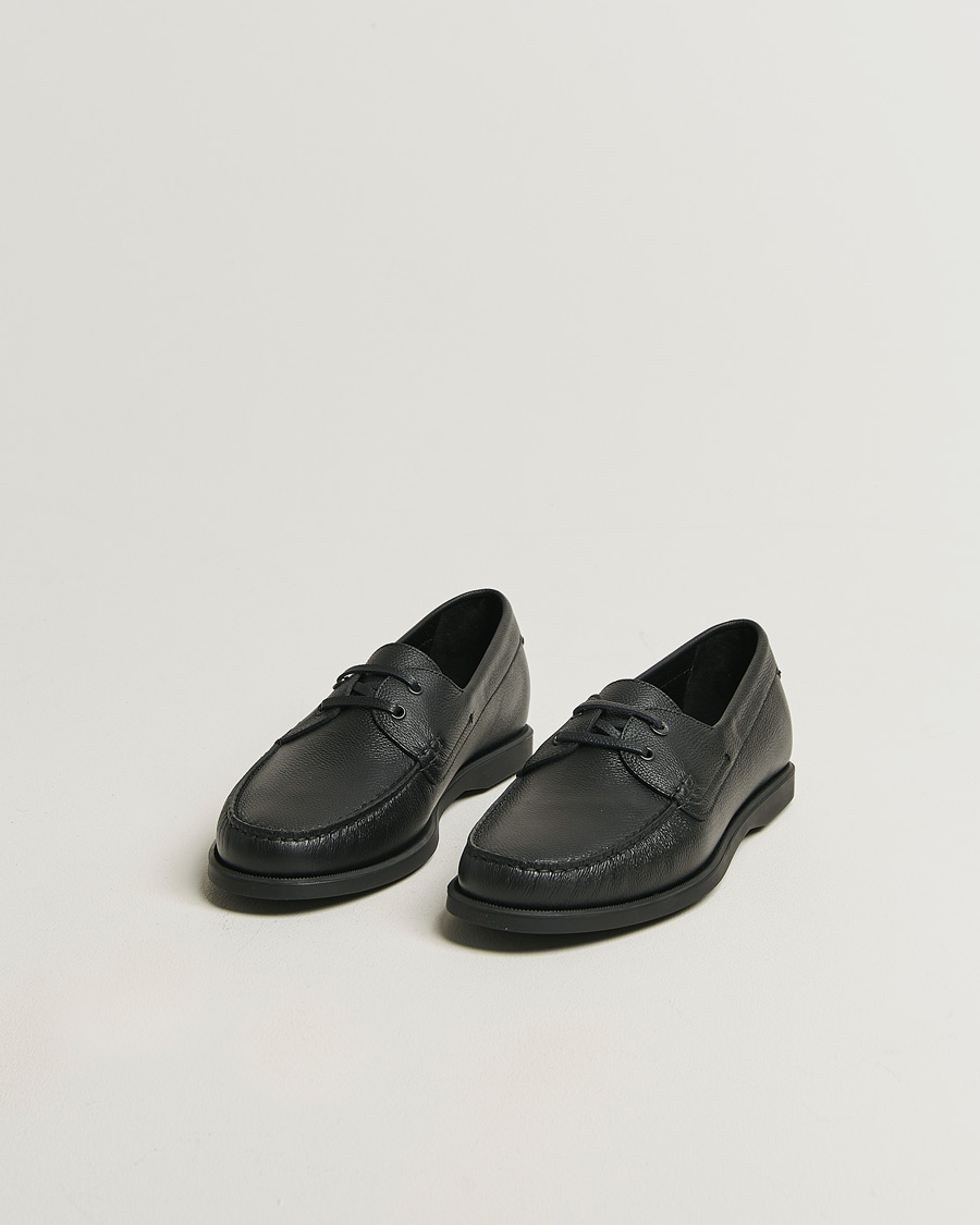 Herren | Segelschuhe | Brioni | Grain Leather Boat Shoes Black Calf