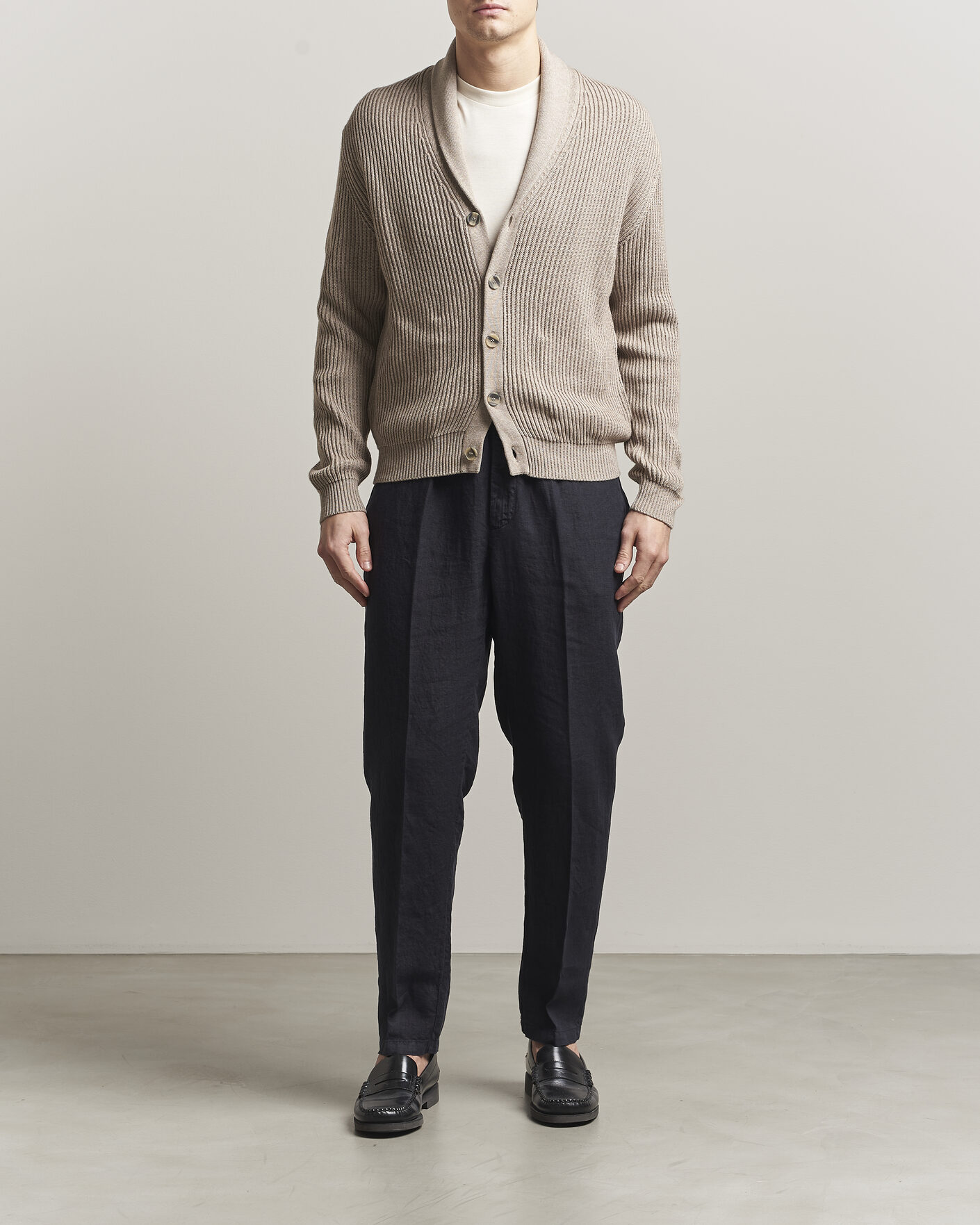 Herren | Pullover | Altea | Cotton/Cashmere Shawl Cardigan Taupe
