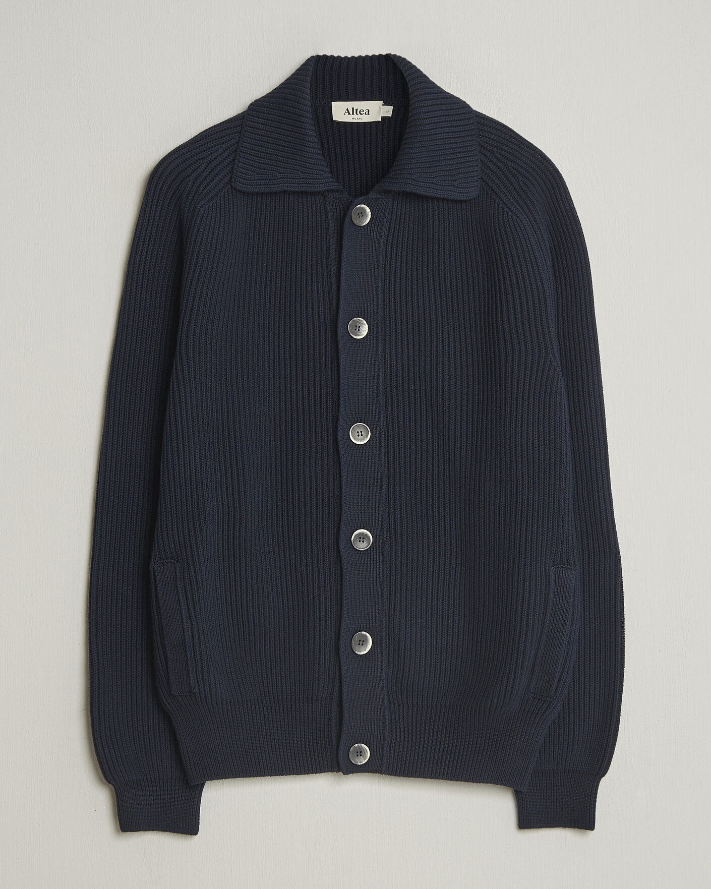 Herren | Pullover | Altea | Cotton Rib Cardigan Jacket Navy