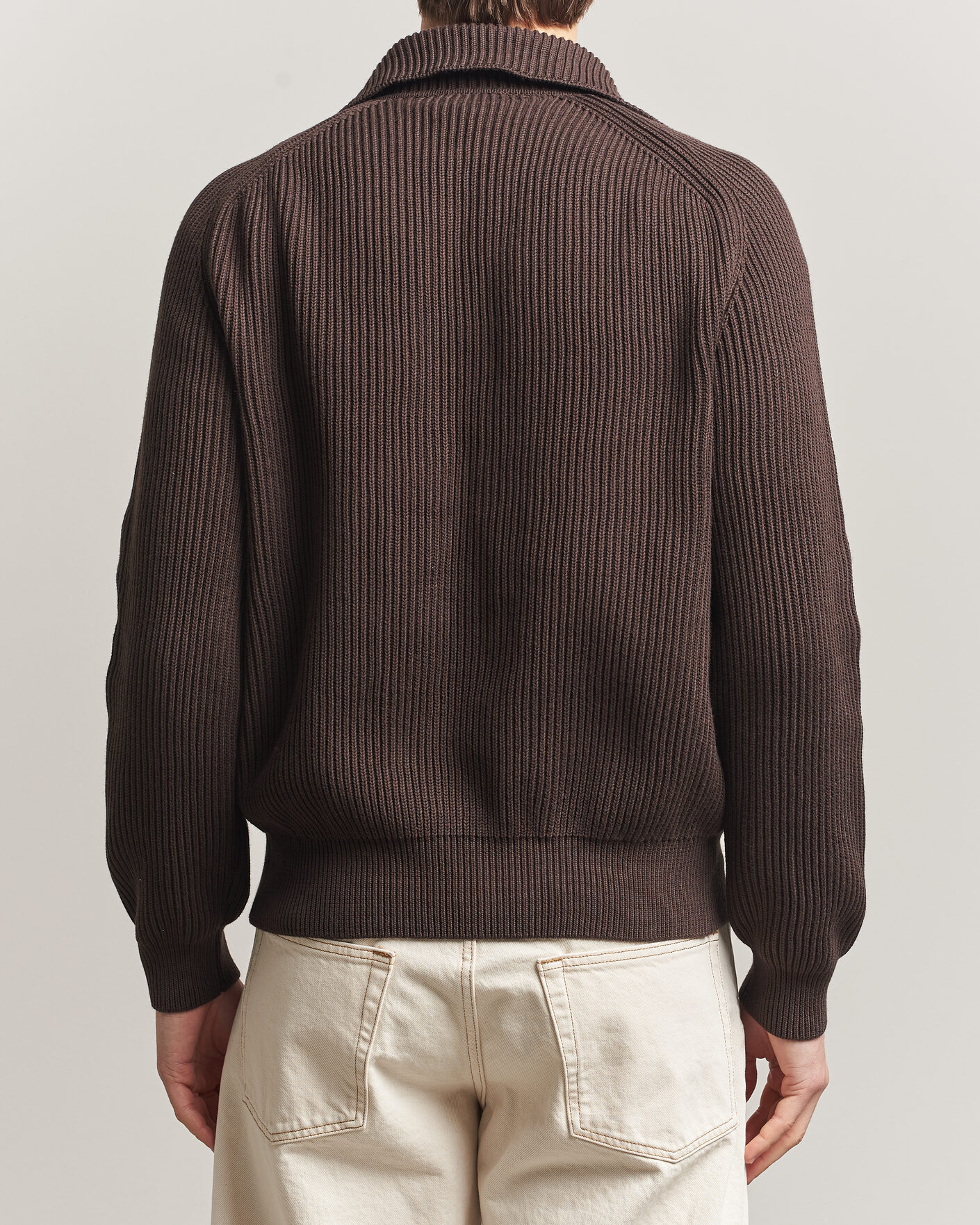 Herren | Pullover | Altea | Cotton Rib Cardigan Jacket Dark Brown