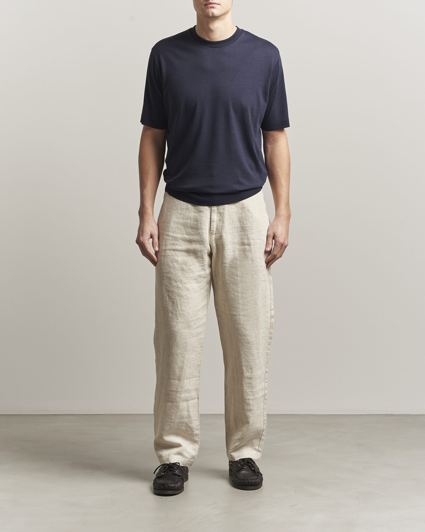 Herren | T-Shirts | Altea | Cotton/Stretch Knitted T-Shirt Navy