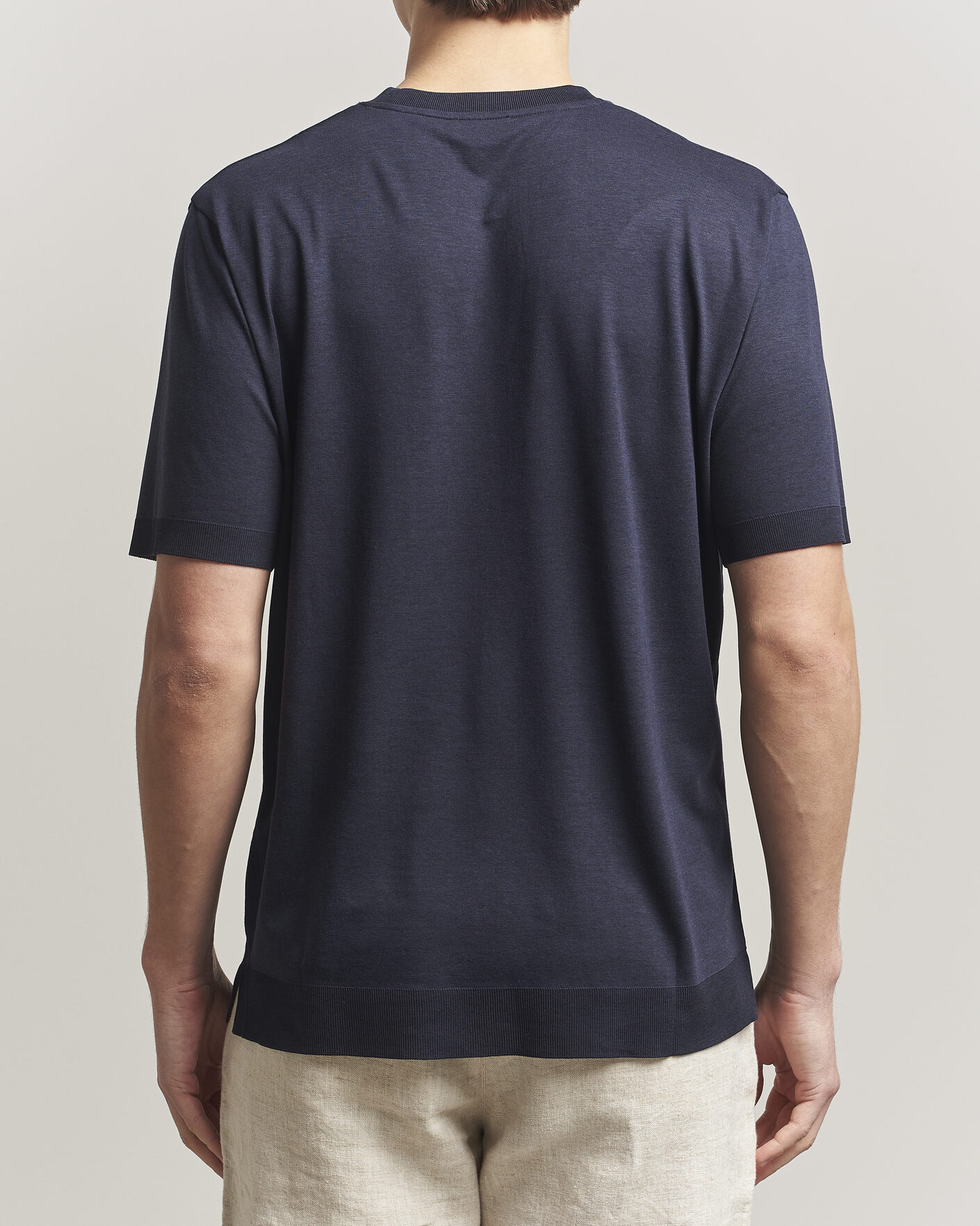 Herren | T-Shirts | Altea | Cotton/Stretch Knitted T-Shirt Navy