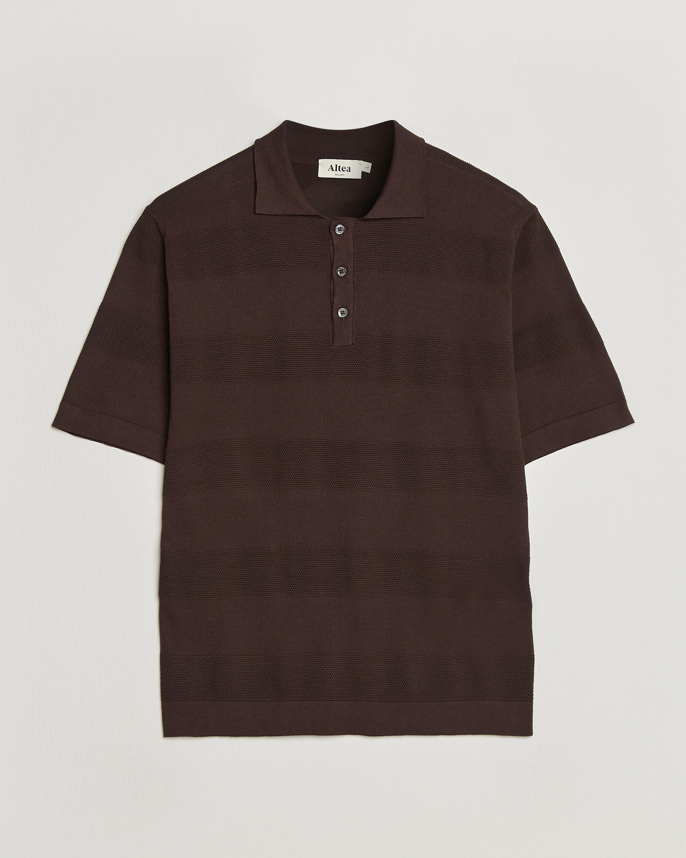 Herren | Poloshirts | Altea | Block Stripe Knitted Polo Dark Brown