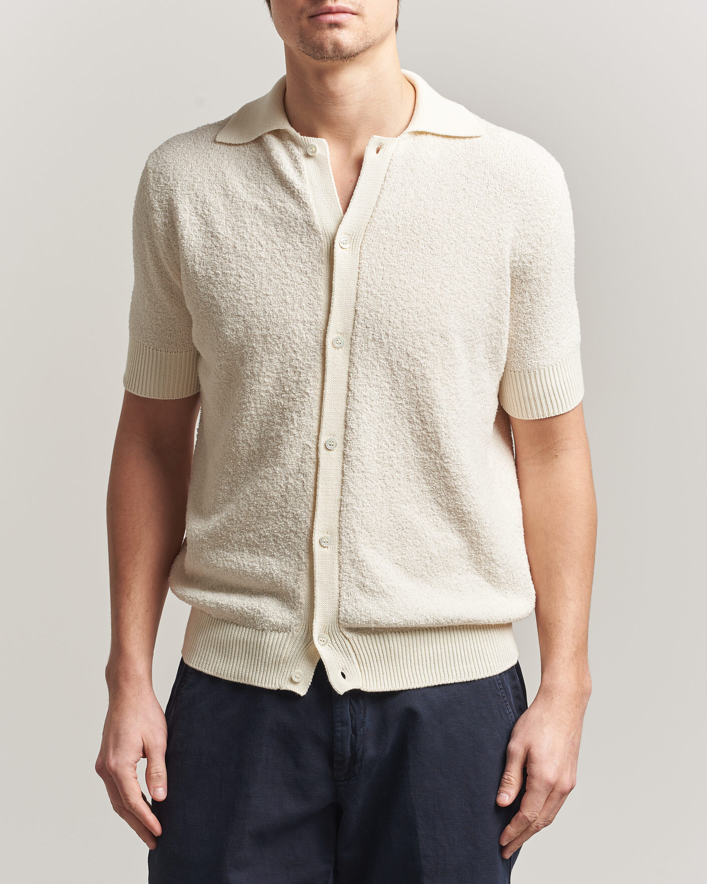 Herren | Hemden | Altea | Soft Boucle Resort Shirt Off White