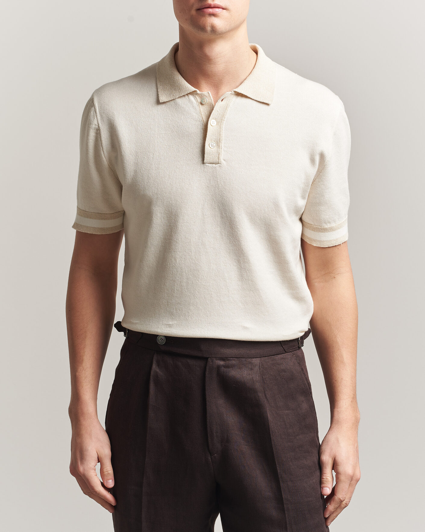 Herren | Poloshirts | Altea | Cotton/Linen Piquet Polo Off White