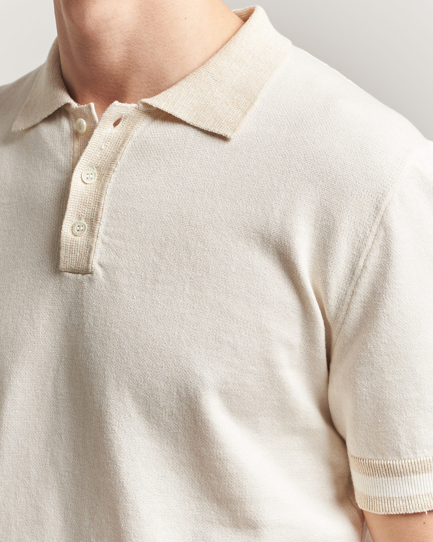 Herren | Poloshirts | Altea | Cotton/Linen Piquet Polo Off White