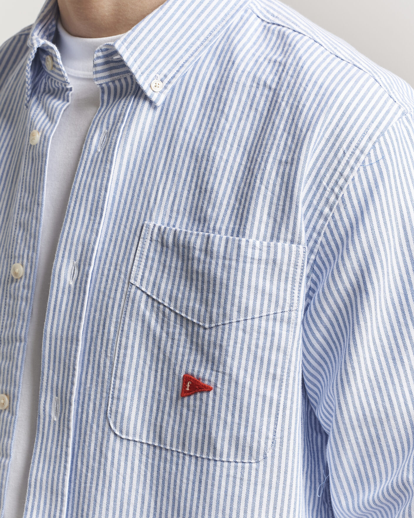 Herren | Hemden | Forét | Flag Regular Fit Pocket Oxford Shirt Blue Stripe