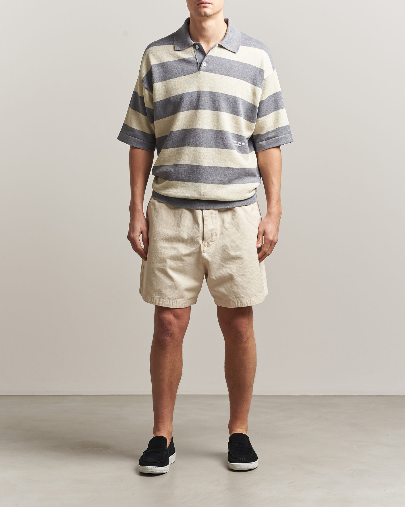 Herren | Poloshirts | Stone Island | Marina Knitted  Cotton/Linen Polo Ivory Melange