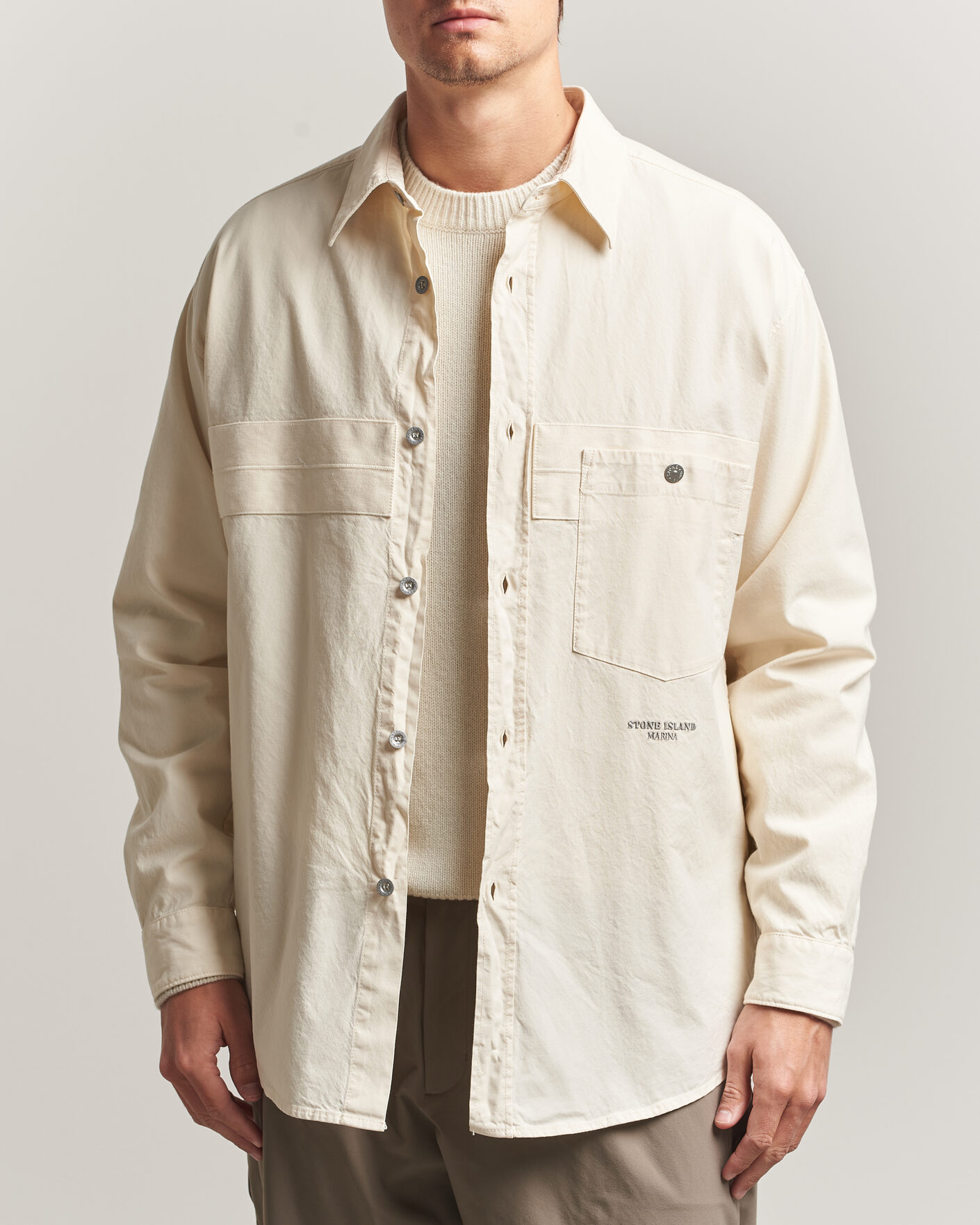 Herren | Hemden | Stone Island | Marina Cotton Panama Weave Overshirt Ivory