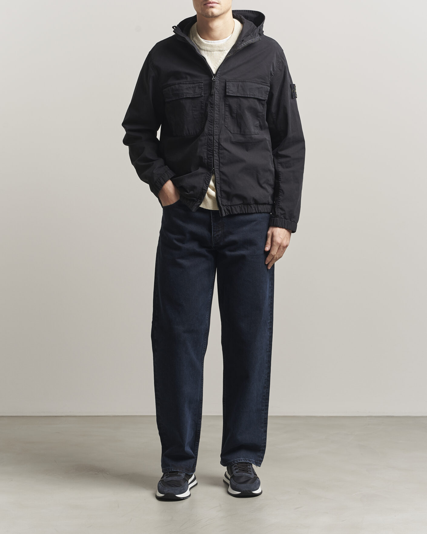 Herren | Jacken | Stone Island | Stretch Cotton Twill Hood Jacket Black