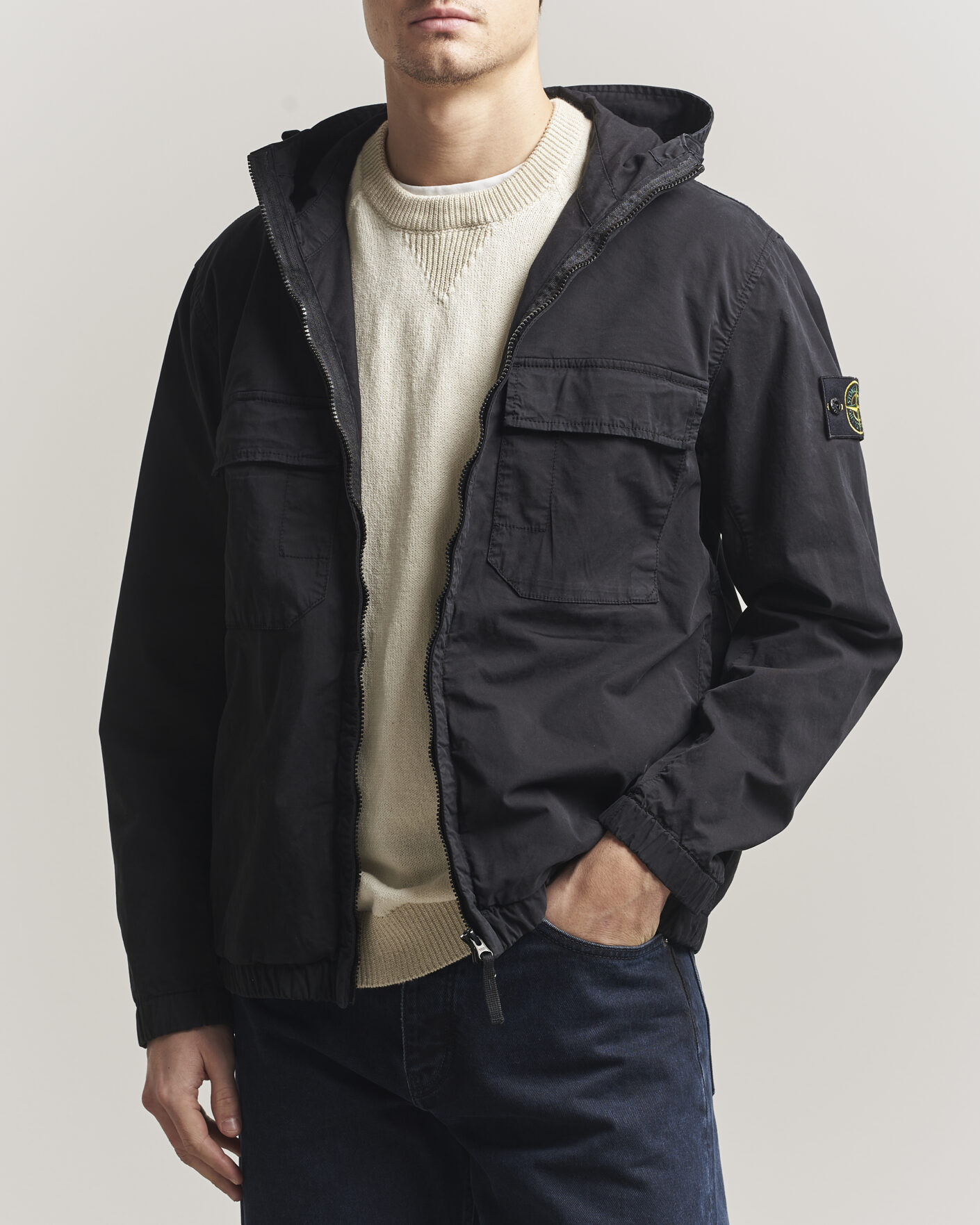 Herren | Jacken | Stone Island | Stretch Cotton Twill Hood Jacket Black