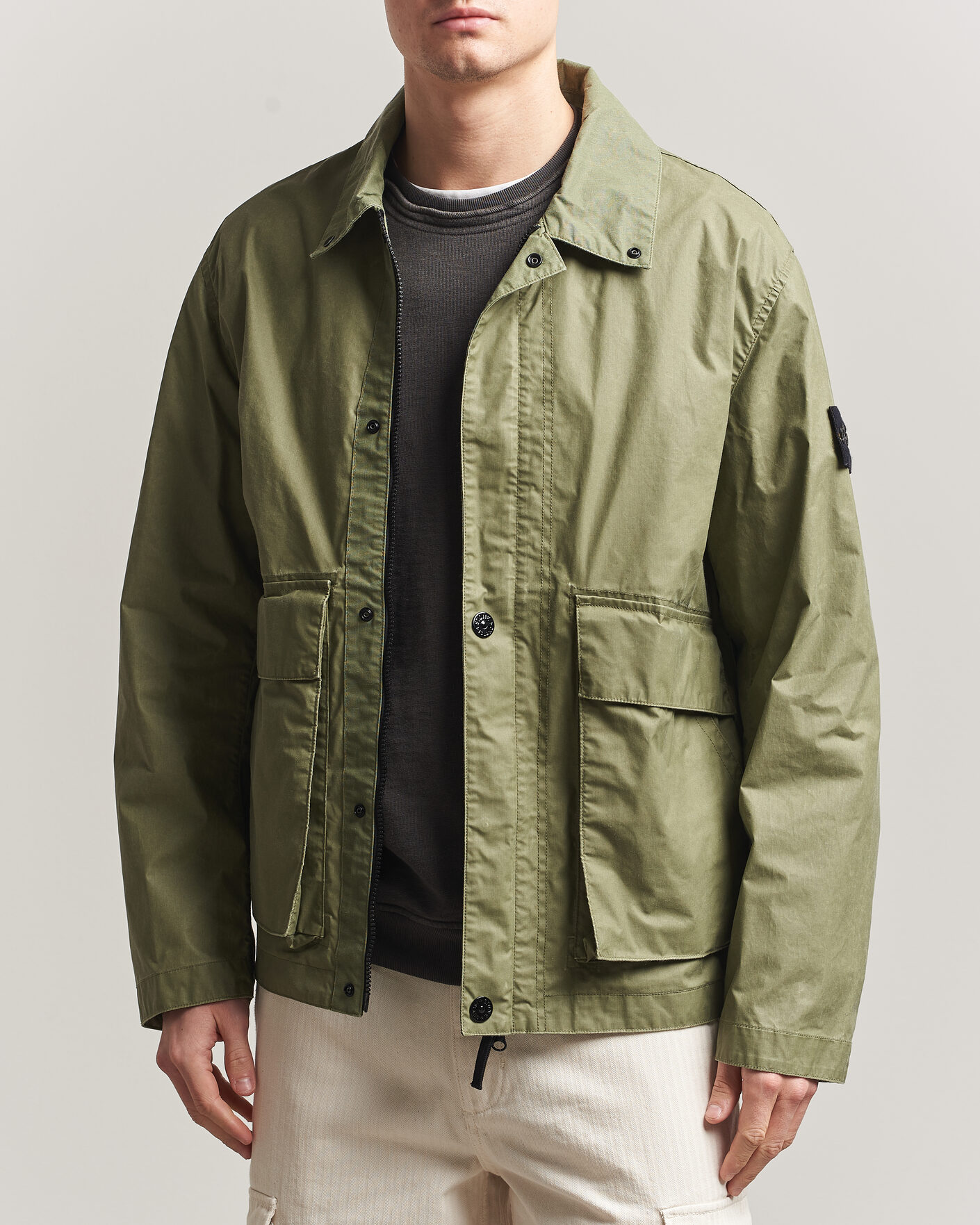 Herren | Jacken | Stone Island | Waxed Pigment Cotton Tela Coach Jacket Military Green