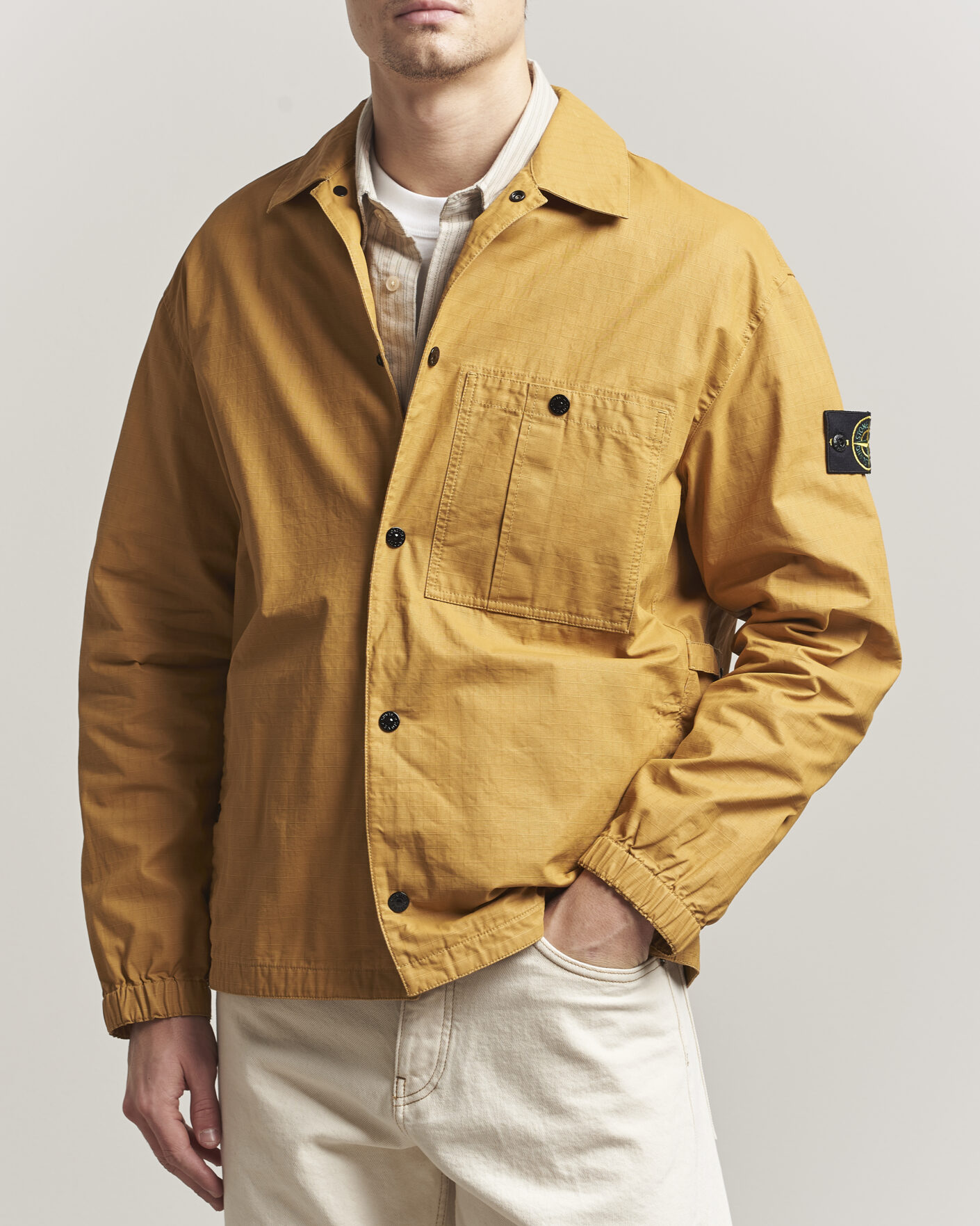 Herren | Jacken | Stone Island | Double Coated Cotton Ripstop Overshirt Mustard