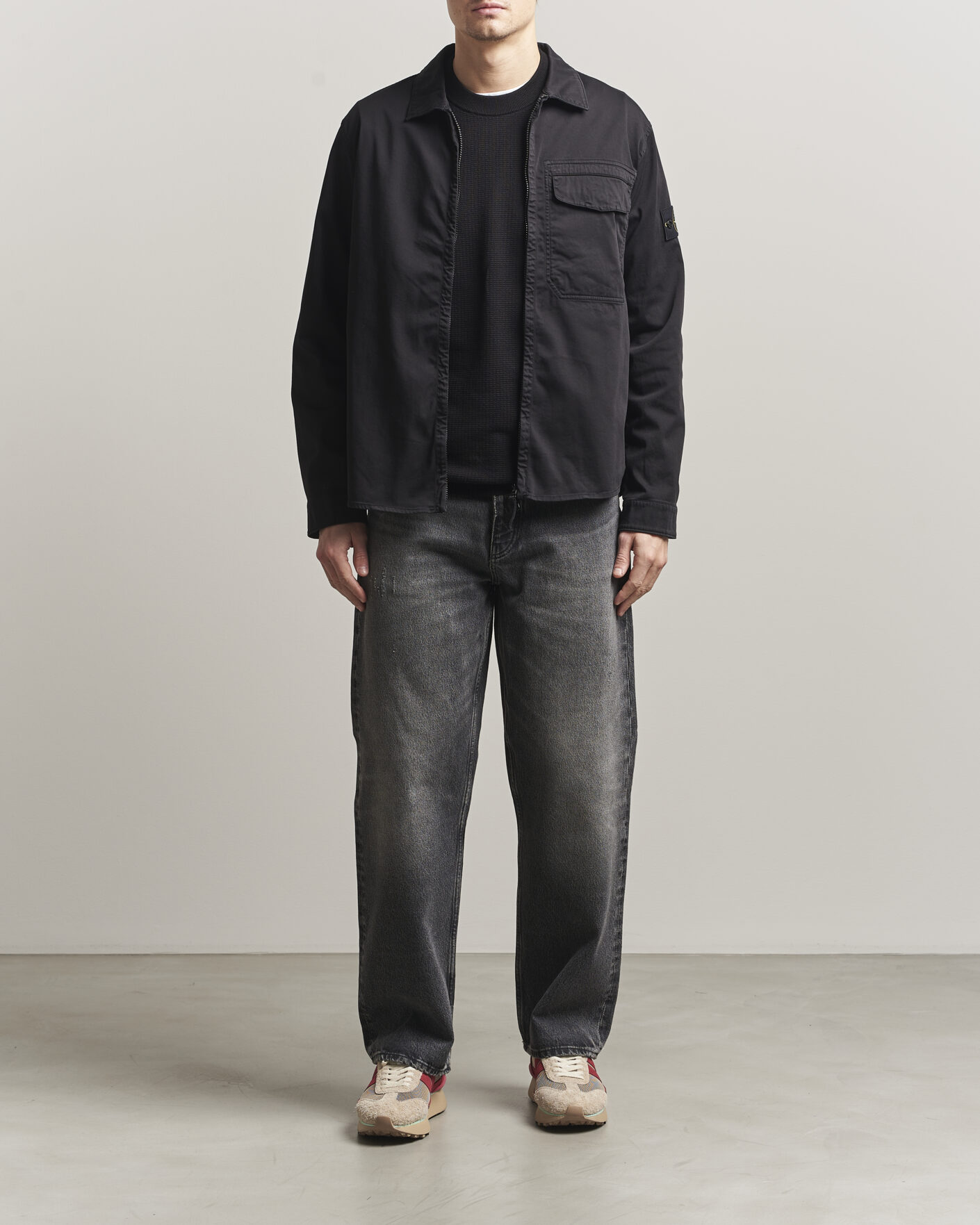 Herren | Hemden | Stone Island | Cotton Stretch Zip Overshirt Black