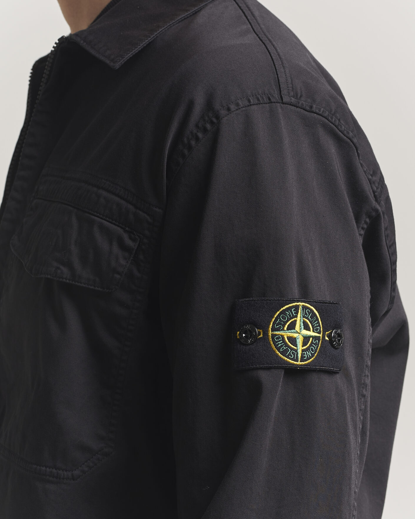 Herren | Hemden | Stone Island | Cotton Stretch Zip Overshirt Black