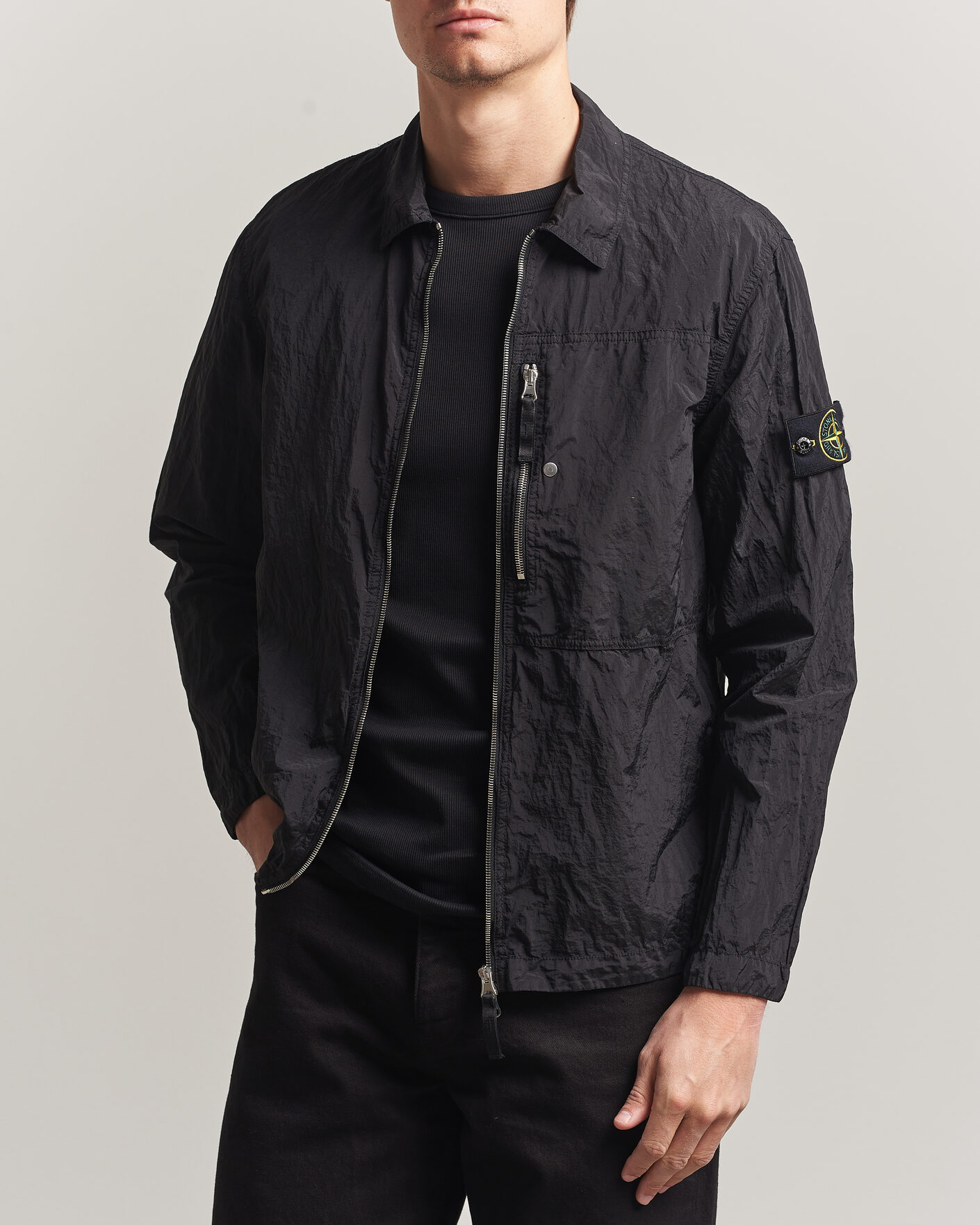 Herren | Hemden | Stone Island | Nylon Metal Zip Overshirt Black