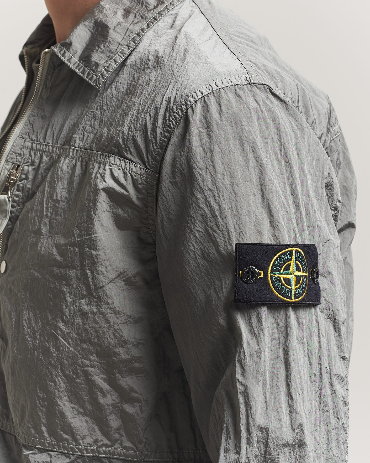 Herren | Hemden | Stone Island | Nylon Metal Zip Overshirt Pearl Grey