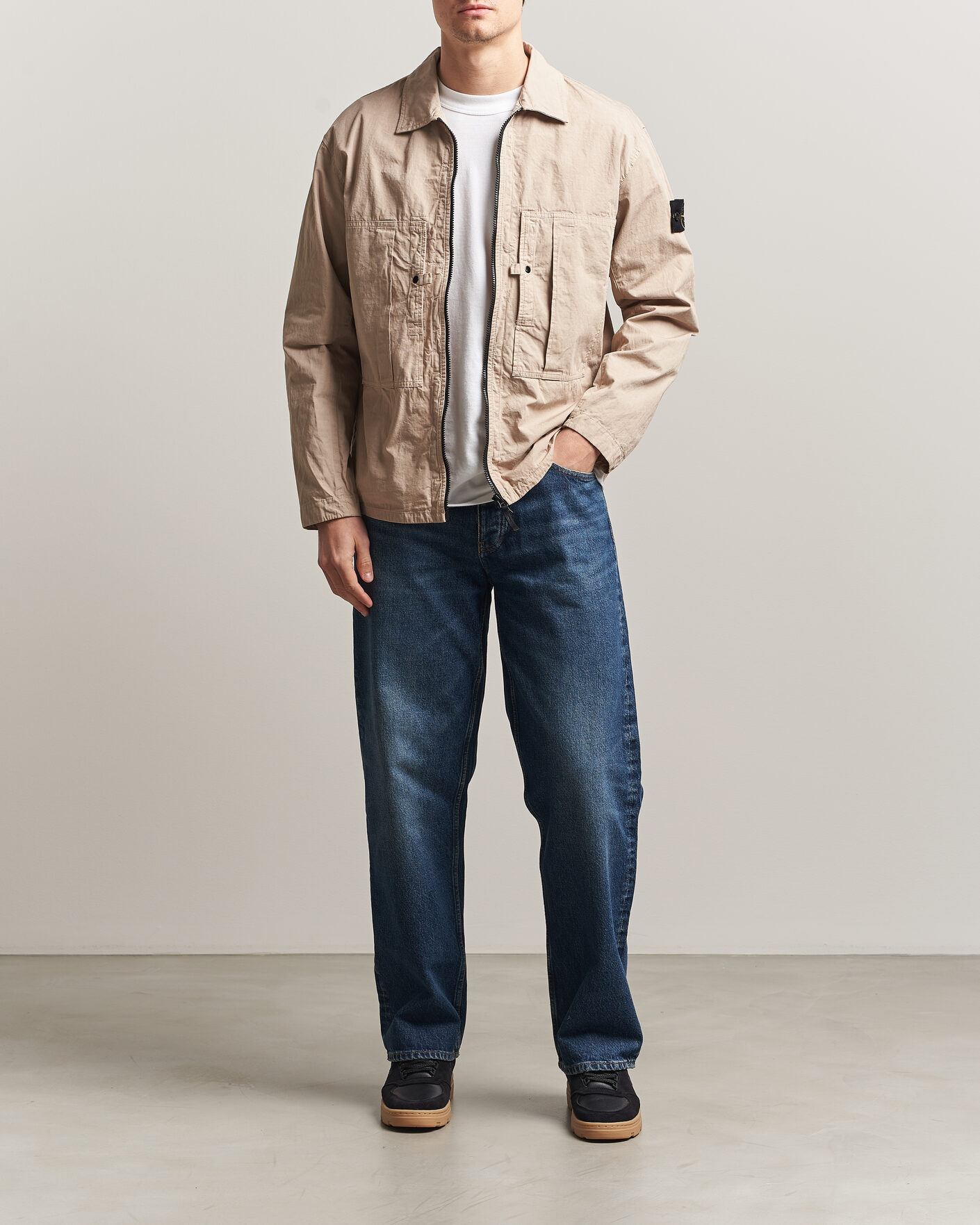 Herren | Hemden | Stone Island | Cotton Ripstop Zip Overshirt Desert