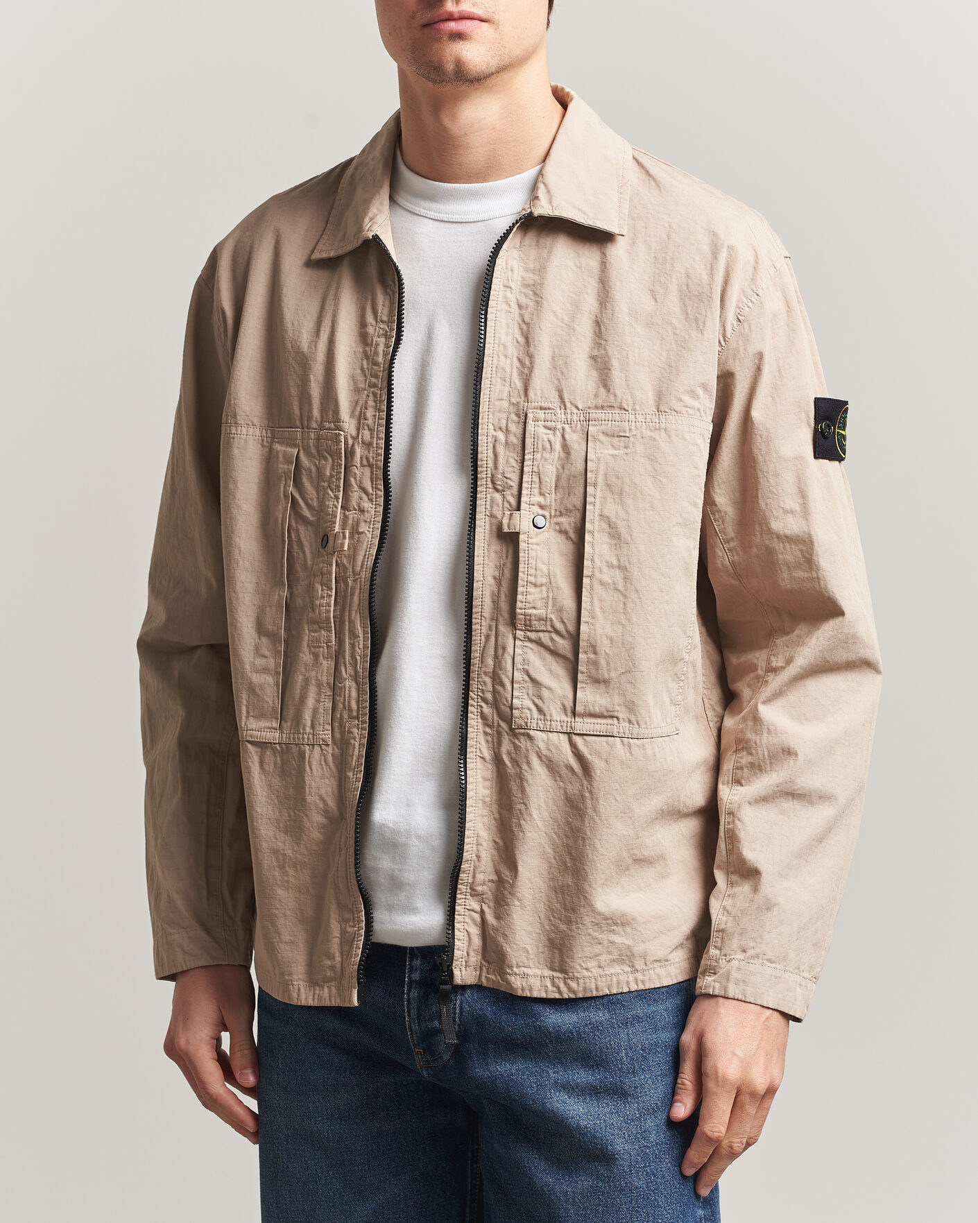 Herren | Hemden | Stone Island | Cotton Ripstop Zip Overshirt Desert