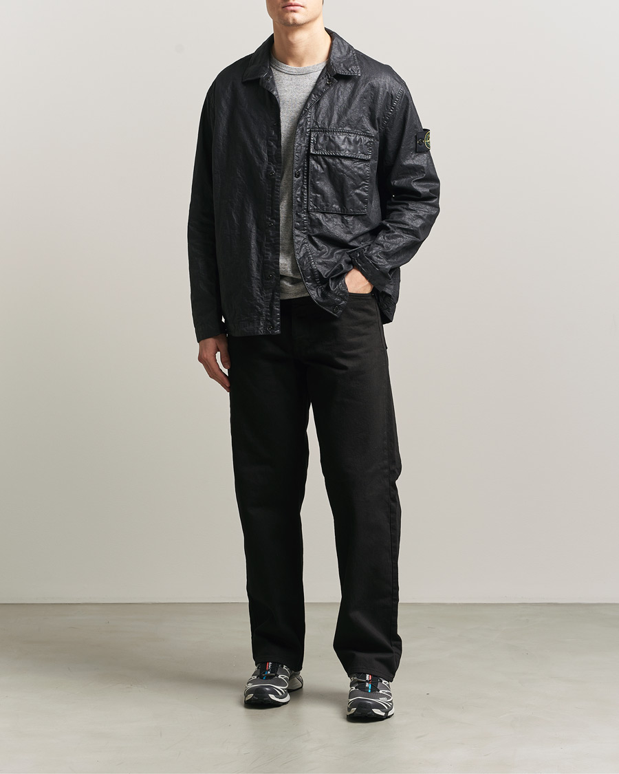 Herren | Hemden | Stone Island | Garment Dyed Nylon Zip Overshirt Black