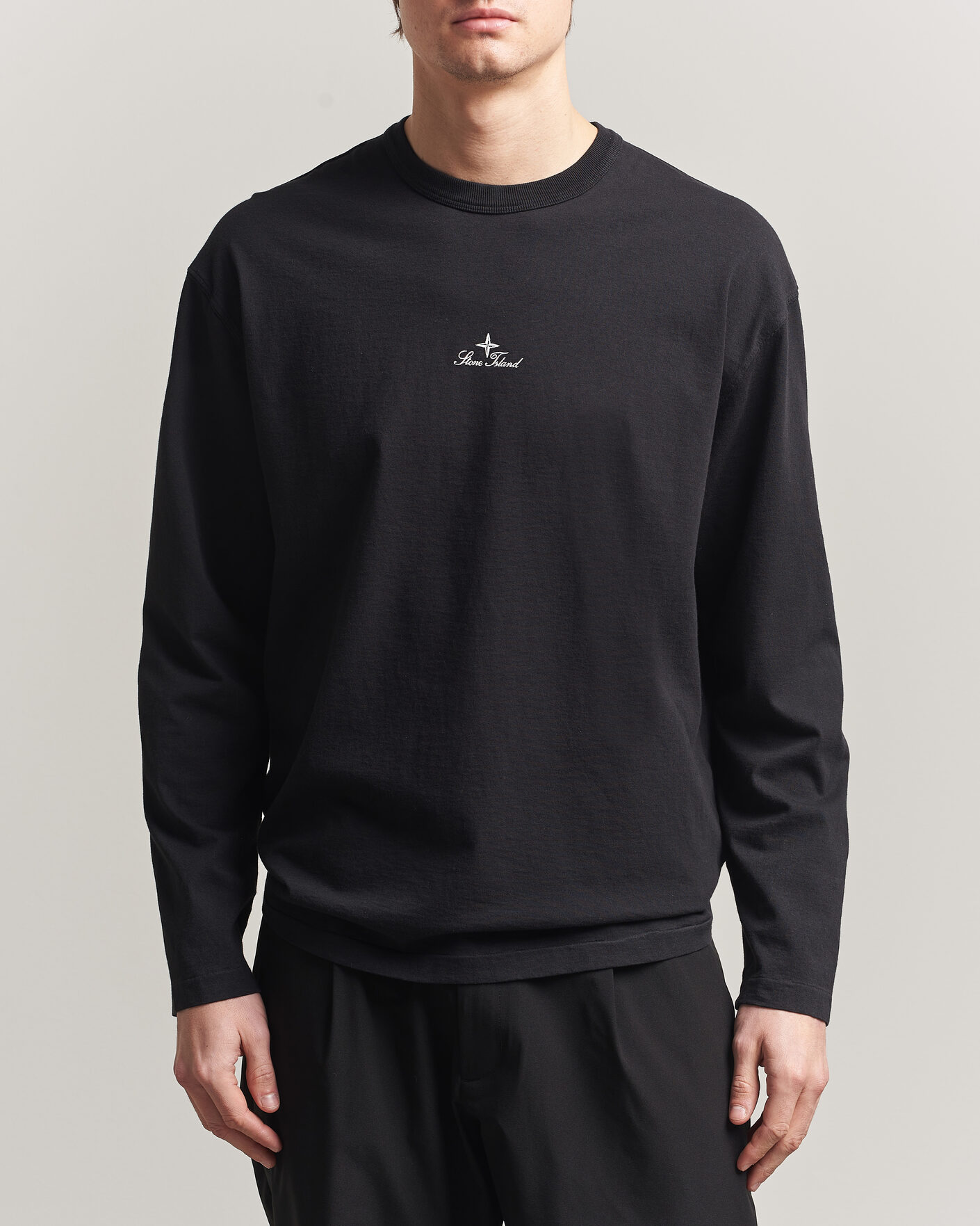 Herren | T-Shirts | Stone Island | Organic Cotton Jersey Long Sleeve Logo T-Shirt Black