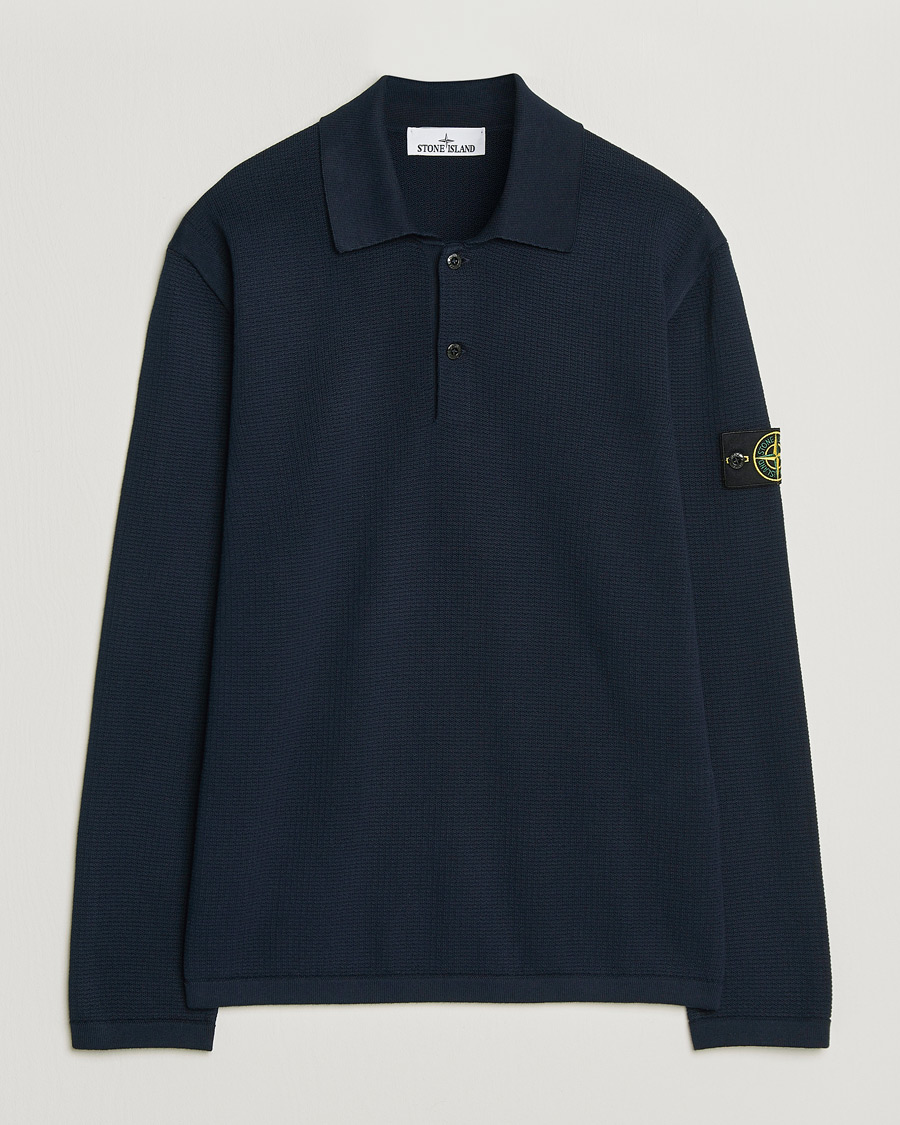 Herren | Pullover | Stone Island | Micro Stitch Knitted Cotton Polo Navy