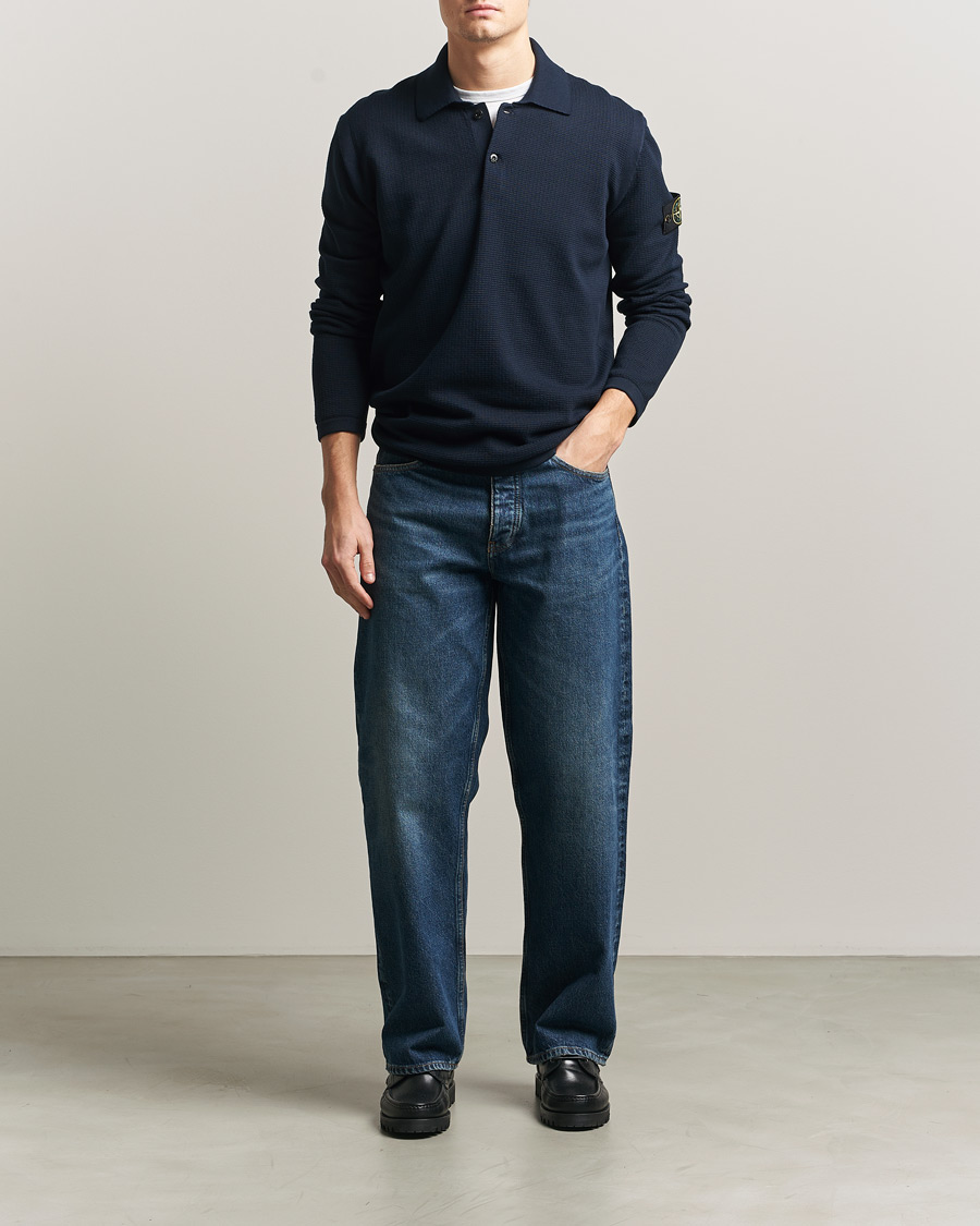 Herren | Pullover | Stone Island | Micro Stitch Knitted Cotton Polo Navy