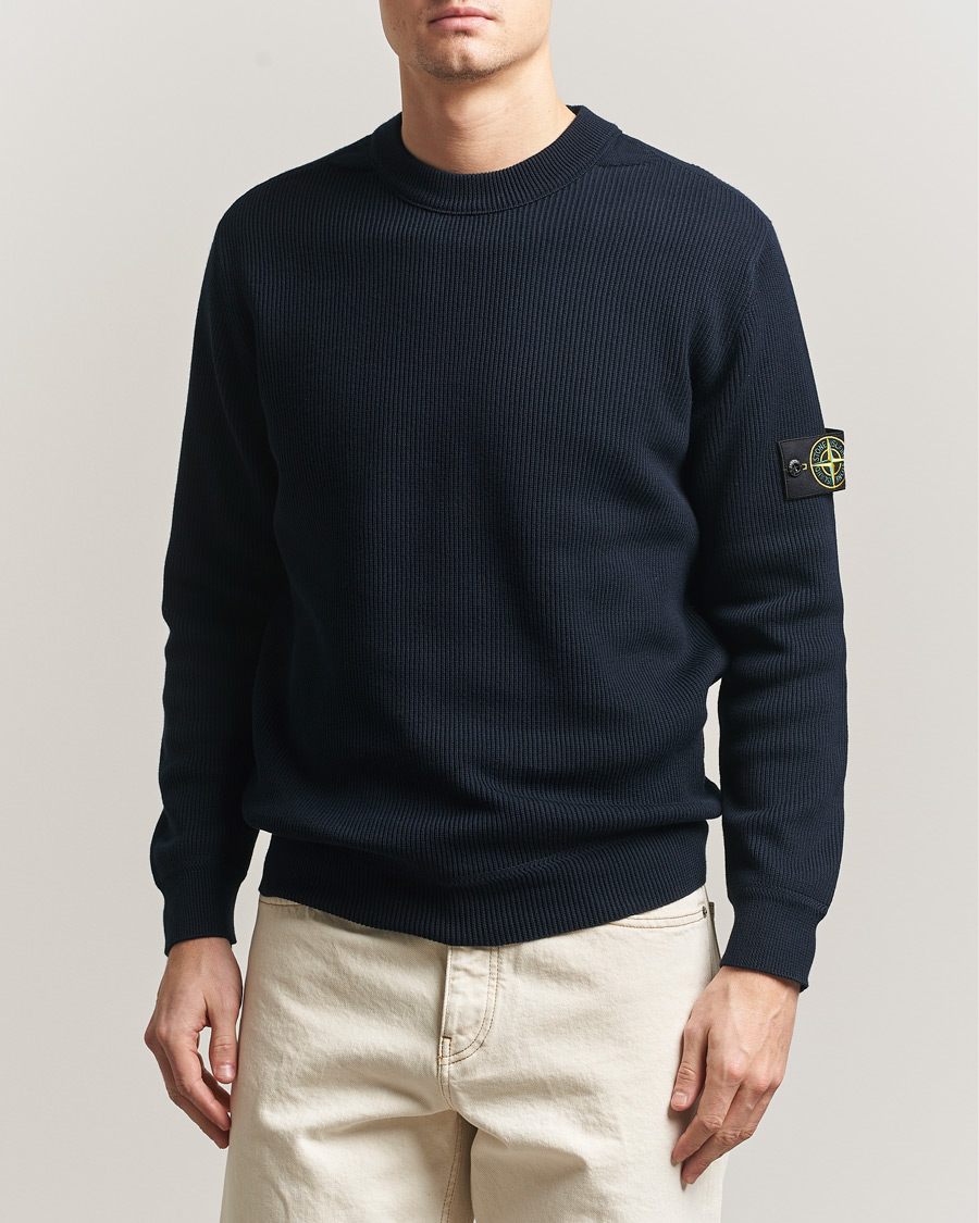 Herren | Pullover | Stone Island | Ribbed Soft Organic Cotton Crewneck Navy