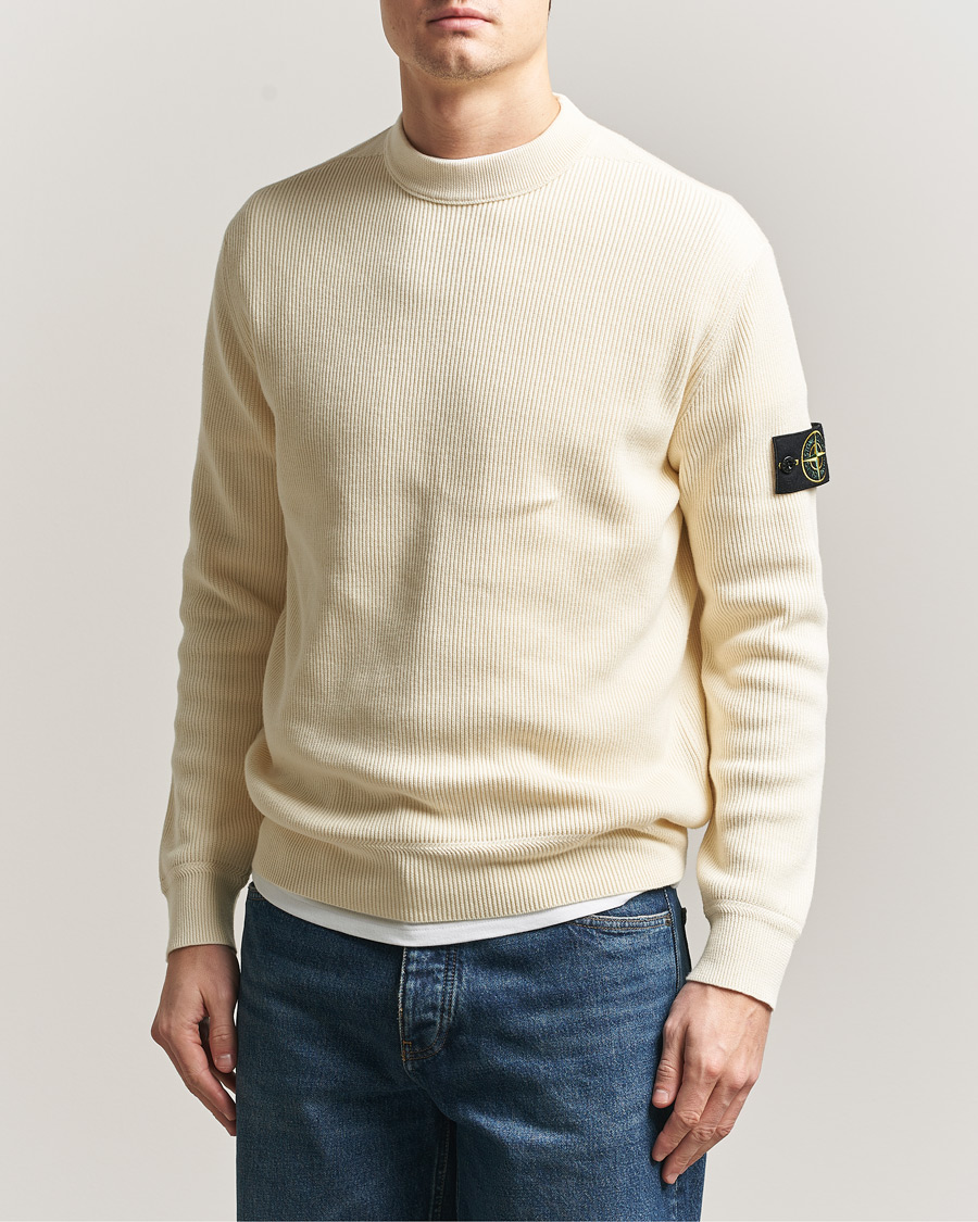 Herren | Pullover | Stone Island | Ribbed Soft Organic Cotton Crewneck Ivory