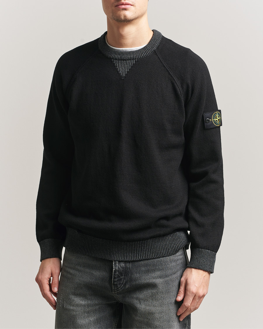 Herren | Pullover | Stone Island | Raw Hand Organic Cotton Raglan Crewneck Black