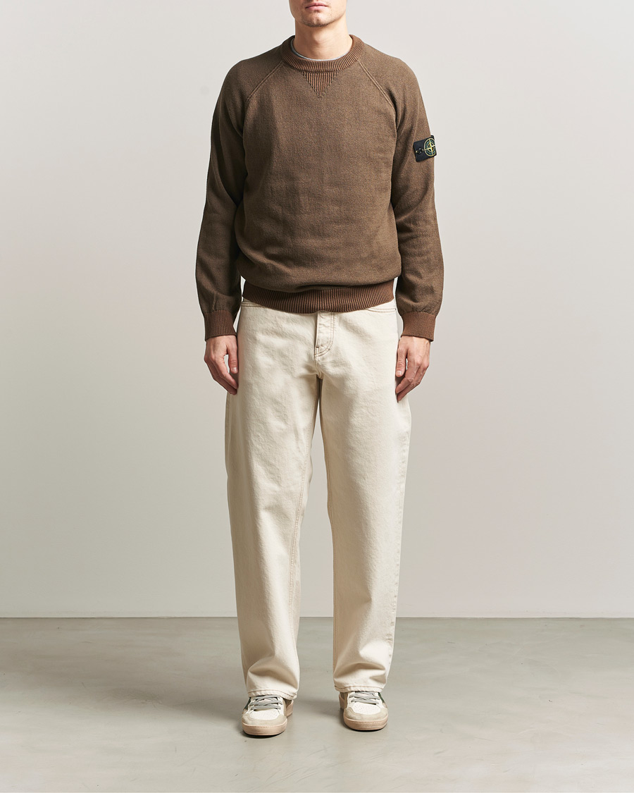 Herren | Pullover | Stone Island | Raw Hand Organic Cotton Raglan Crewneck Umber