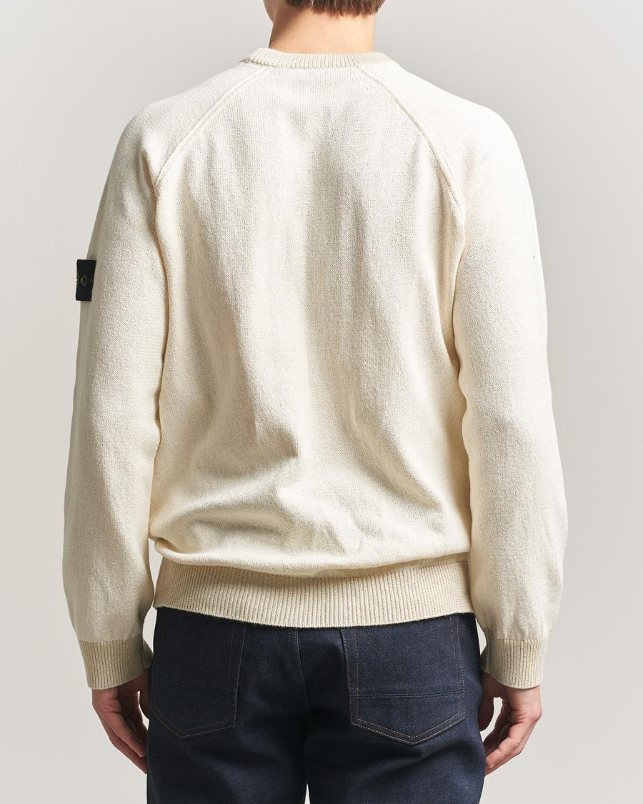 Herren | Pullover | Stone Island | Raw Hand Organic Cotton Raglan Crewneck Ivory