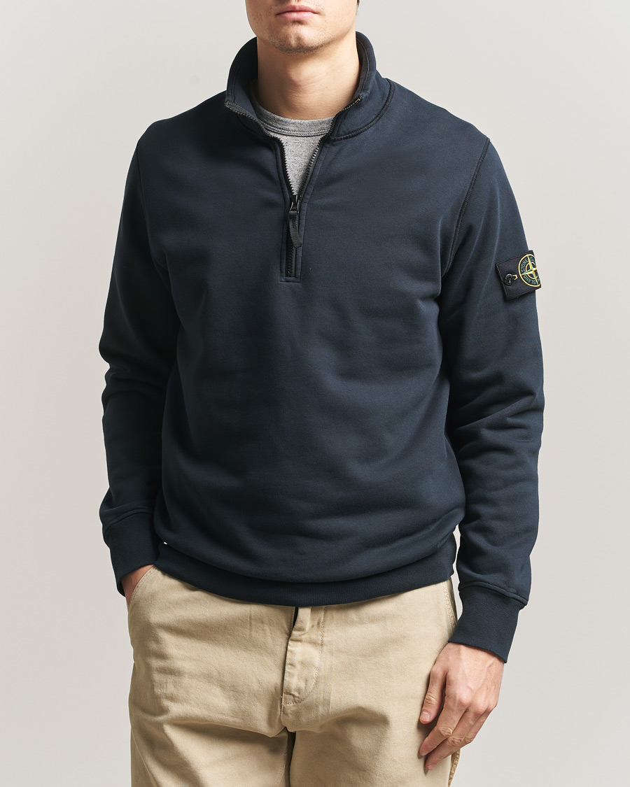 Herren | Pullover | Stone Island | Garment Dyed Fleece Half Zip Navy