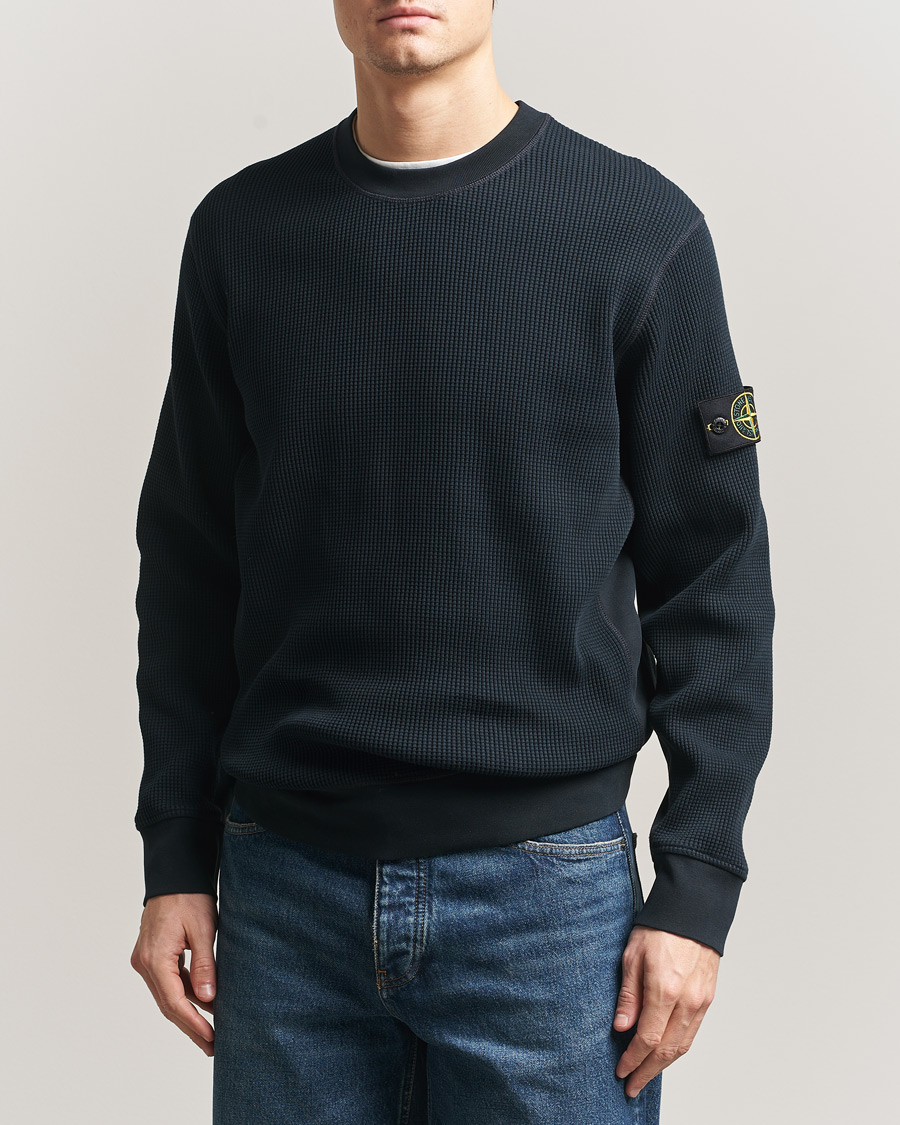 Herren | Pullover | Stone Island | Organic Cotton Waffle Fleece Sweatshirt Navy