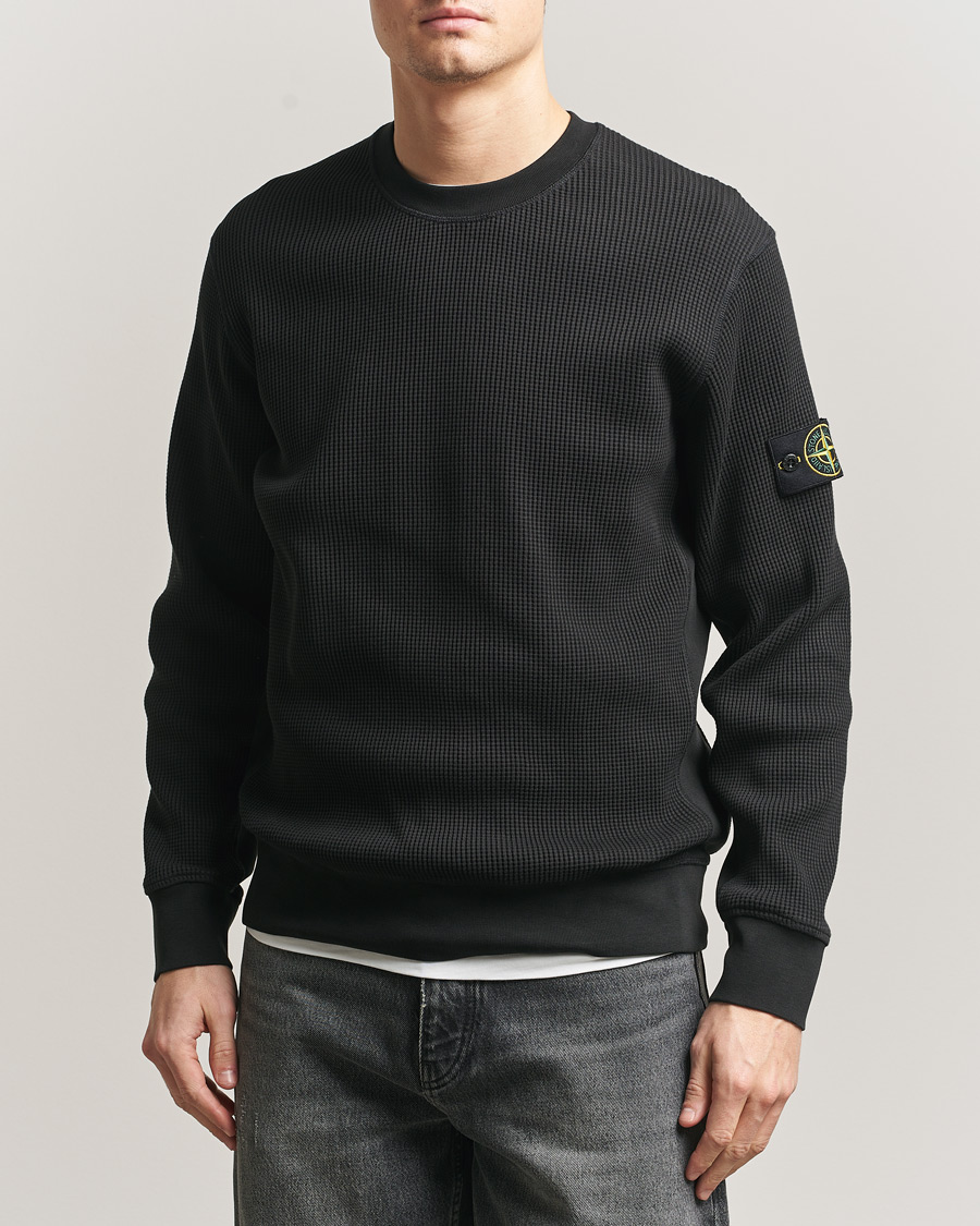 Herren | Pullover | Stone Island | Organic Cotton Waffle Fleece Sweatshirt Black