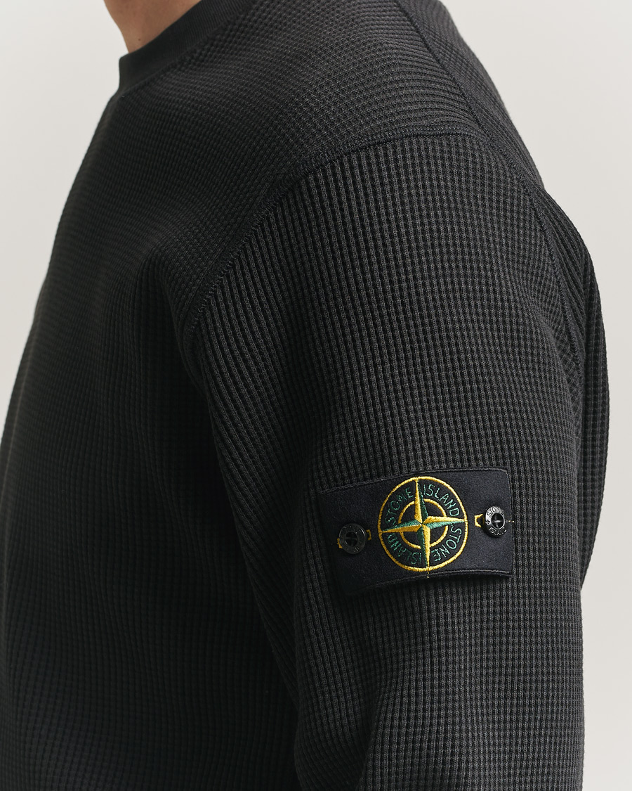 Herren | Pullover | Stone Island | Organic Cotton Waffle Fleece Sweatshirt Black