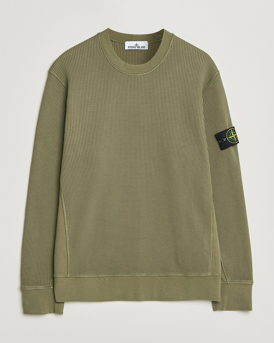 Herren | Pullover | Stone Island | Organic Cotton Waffle Fleece Sweatshirt Military