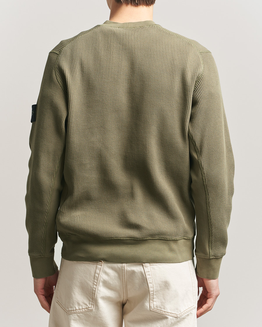 Herren | Pullover | Stone Island | Organic Cotton Waffle Fleece Sweatshirt Military