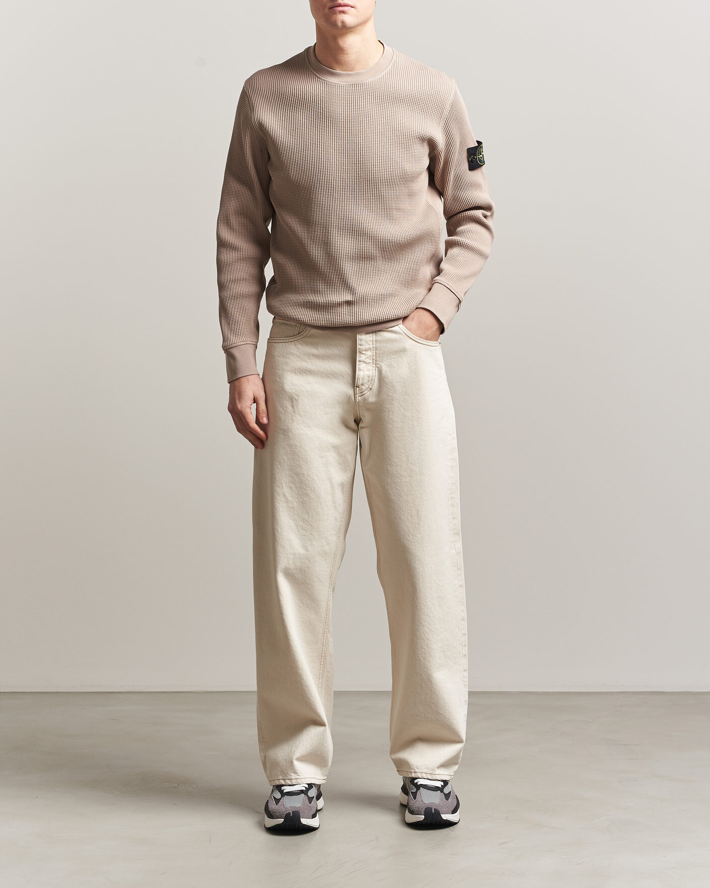 Herren | Pullover | Stone Island | Organic Cotton Waffle Fleece Sweatshirt Desert