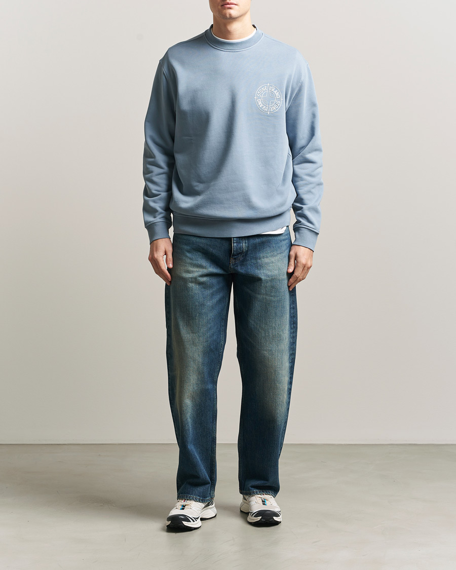 Herren | Pullover | Stone Island | Cotton Fleece Printed Logo Sweatshirt Dark Blue