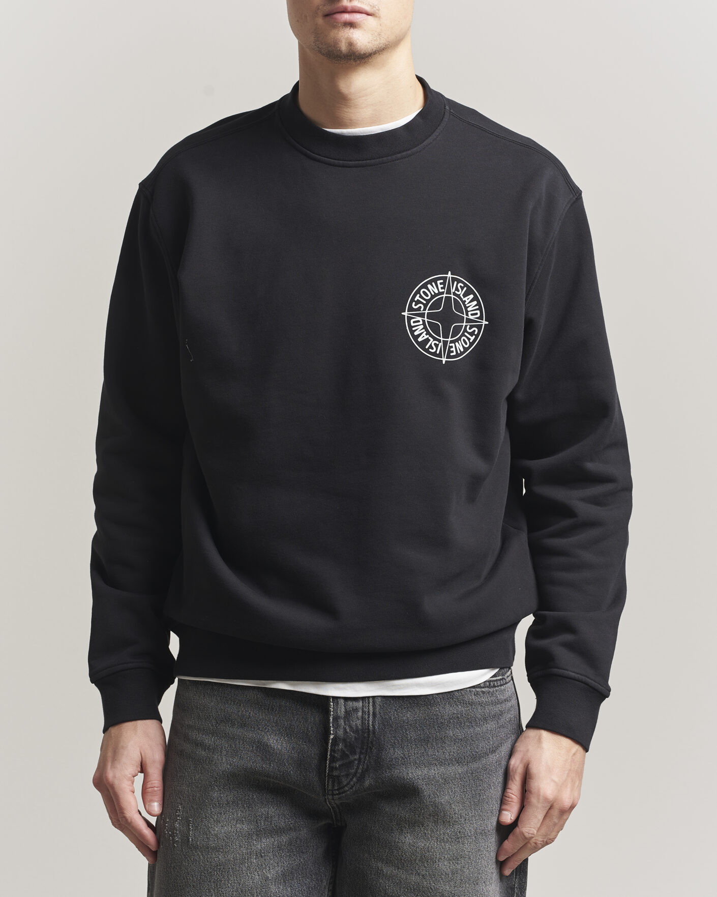 Herren | Pullover | Stone Island | Cotton Fleece Printed Logo Sweatshirt Black